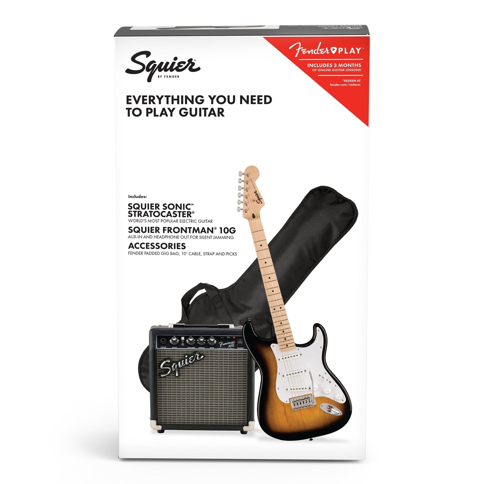 Squier Sonic Stratocaster Electric Guitar Pack - 2 Color Sunburst