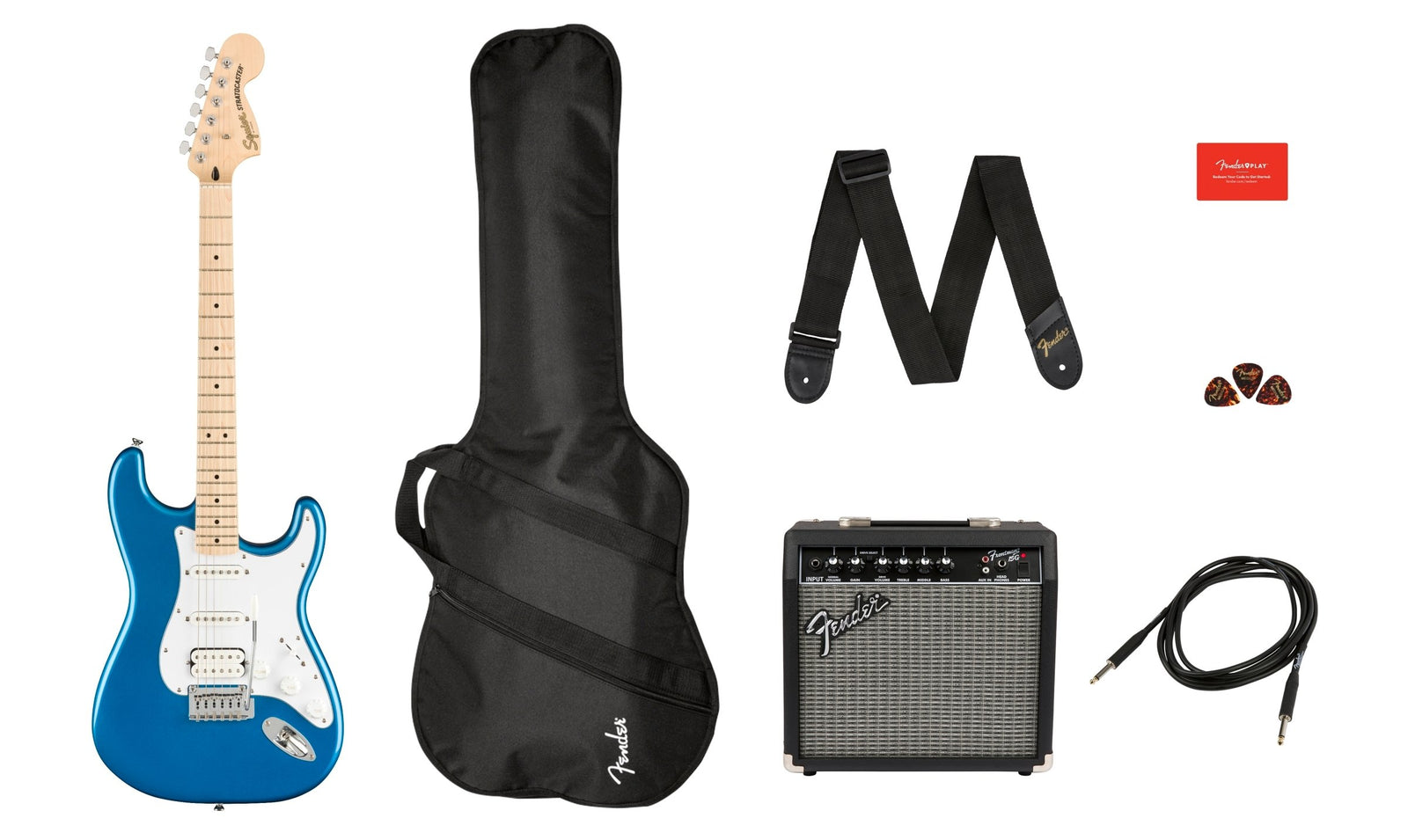 Squier Affinity Stratocaster HSS Electric Guitar Pack - Lake Placid Blue