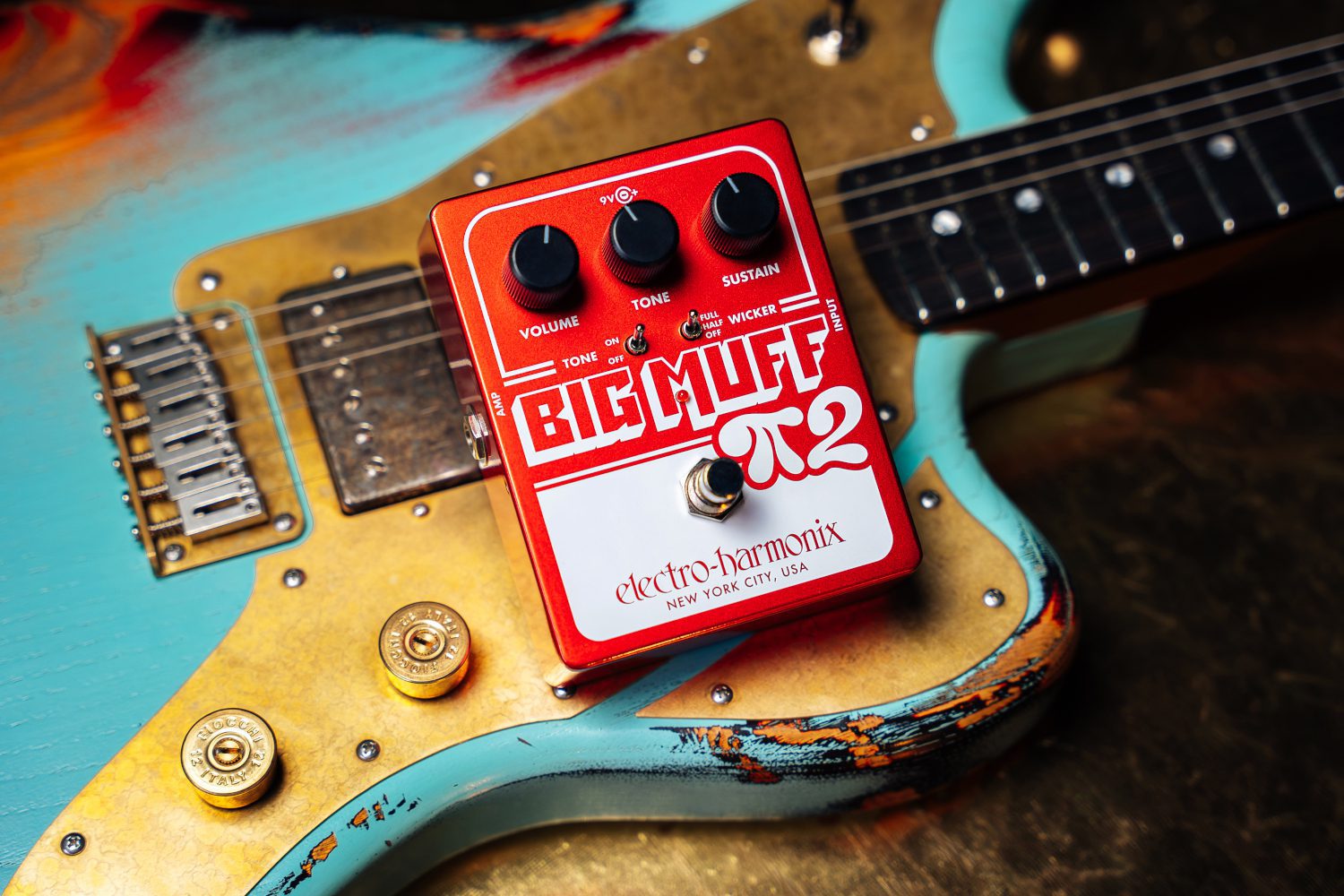 Electro-Harmonix Big Muff Pi 2 with Tone Wicker Dual Op-Amp Fuzz Pedal