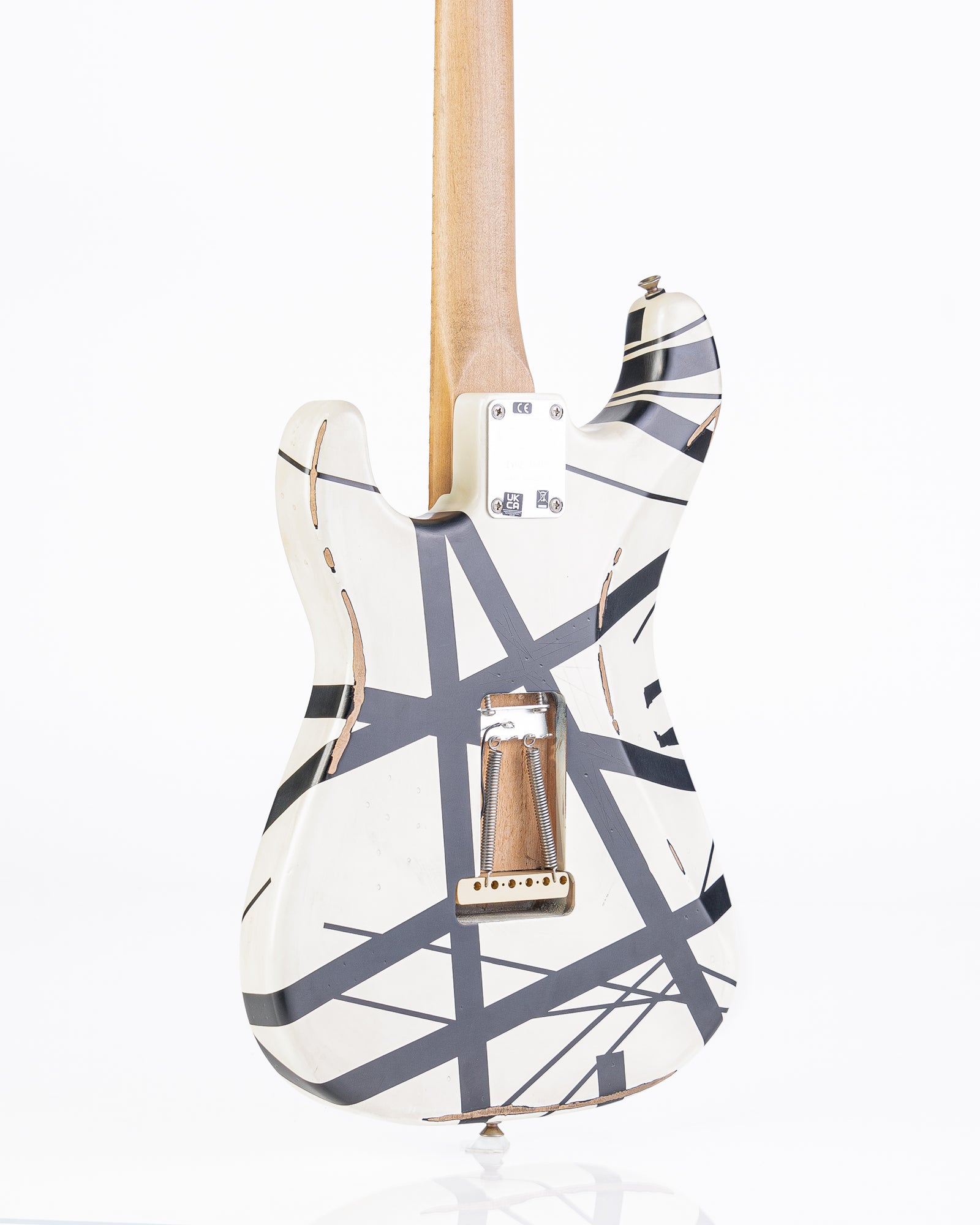 EVH Striped Series '78 Eruption with Maple Fingerboard Electric Guitar - White with Black Stripes Relic
