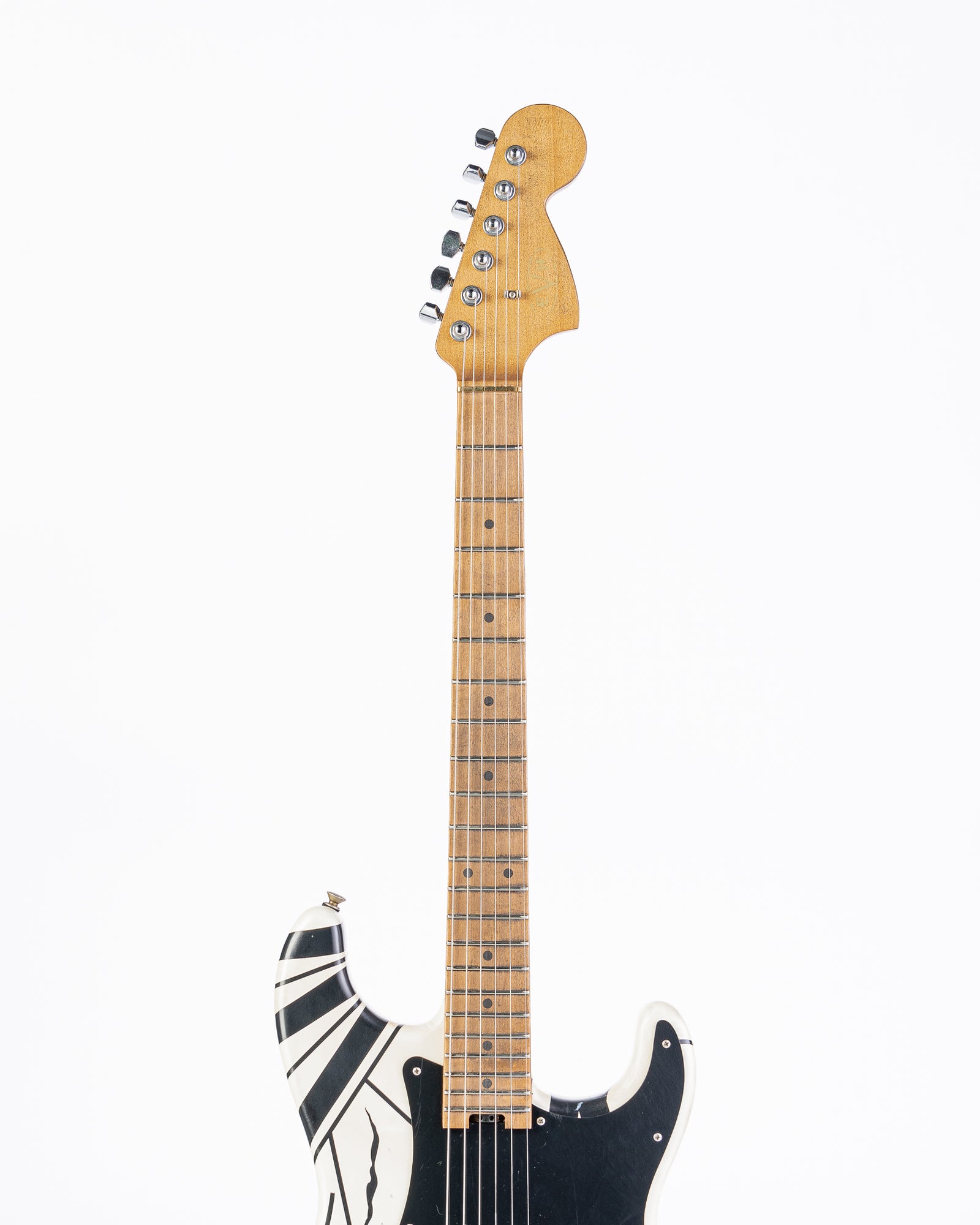 EVH Striped Series '78 Eruption with Maple Fingerboard Electric Guitar - White with Black Stripes Relic