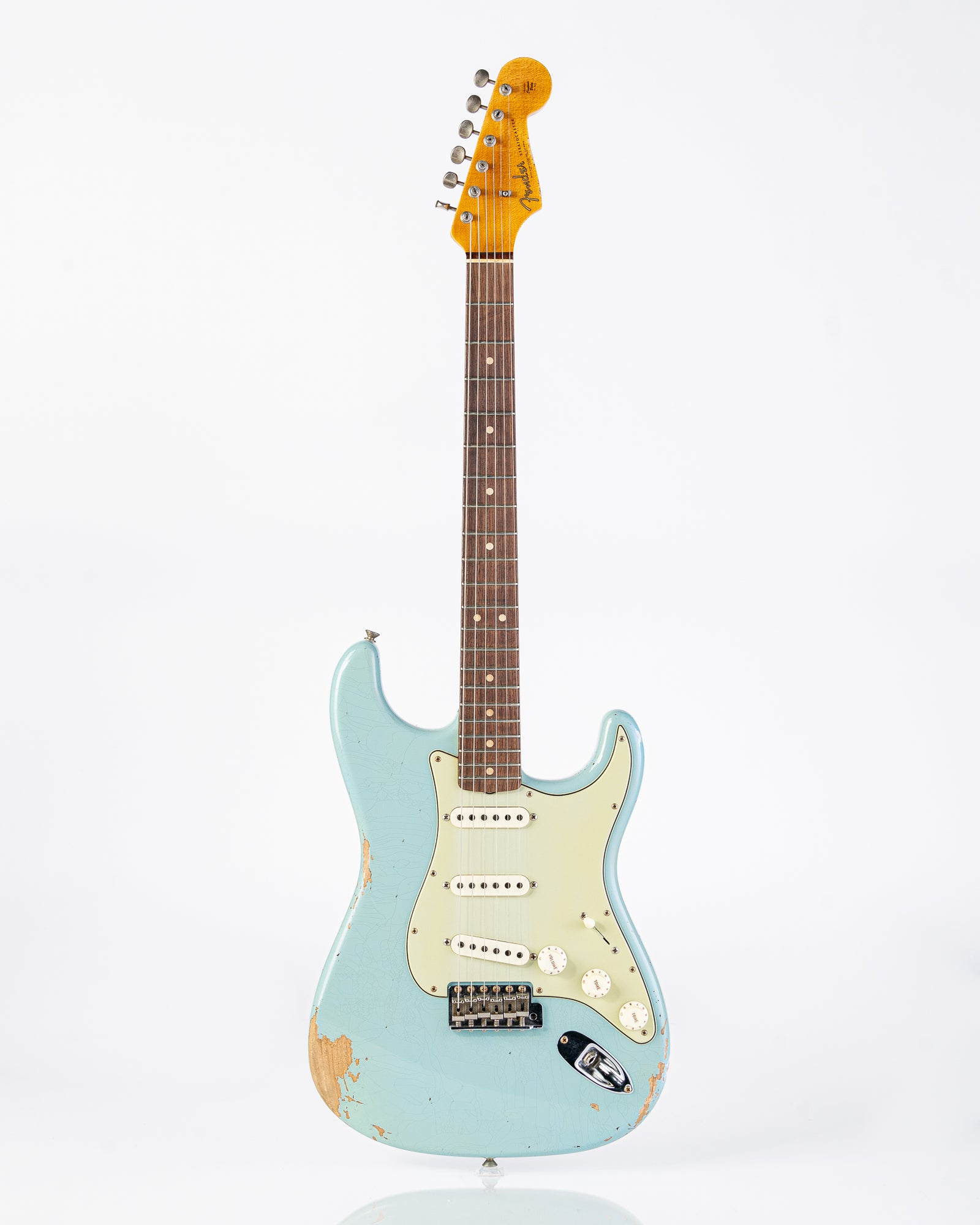 Fender Custom Shop 1963 Stratocaster Electric Guitar - Heavy Relic Faded Aged Sonic Blue