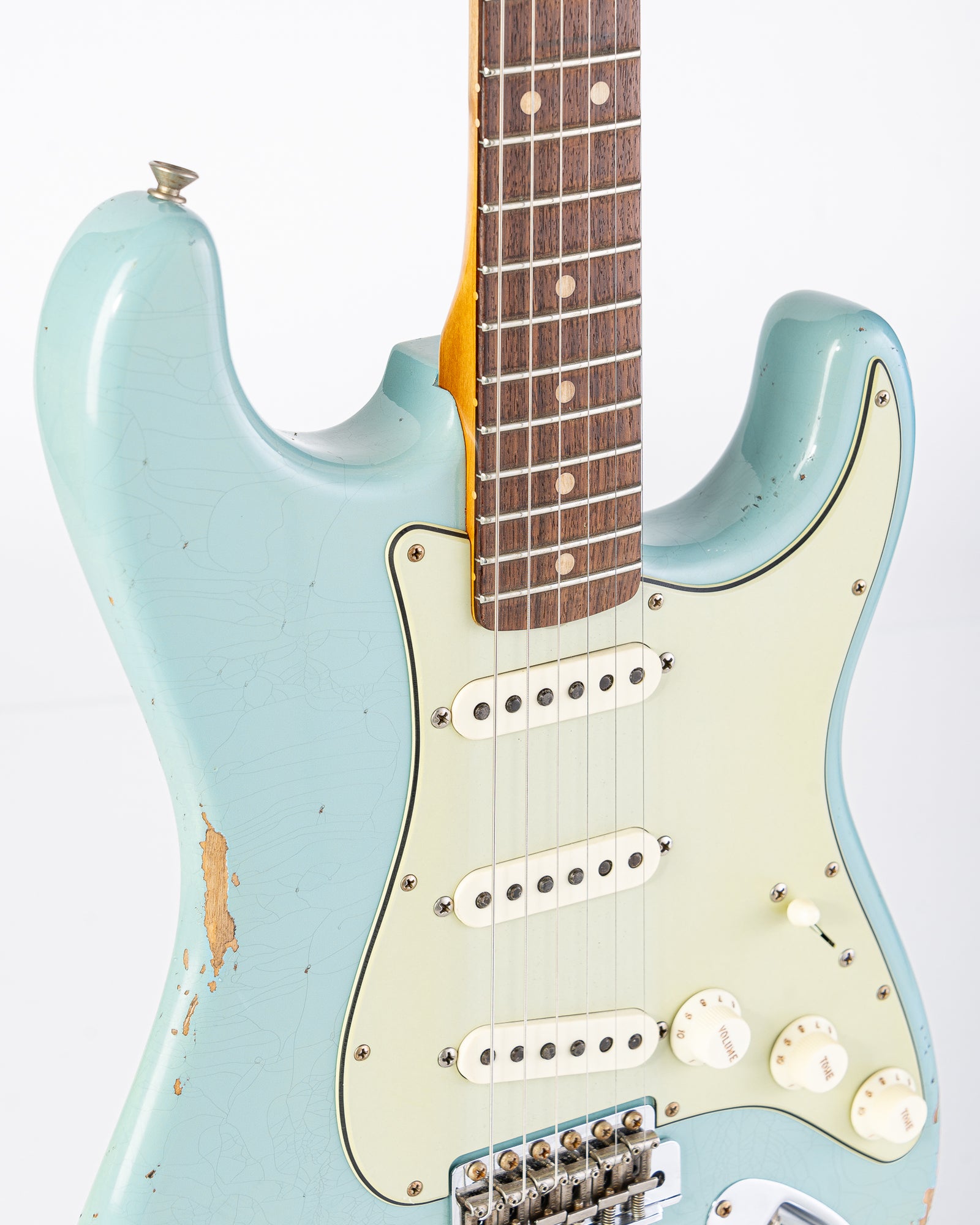 Fender Custom Shop 1963 Stratocaster Electric Guitar - Heavy Relic Faded Aged Sonic Blue