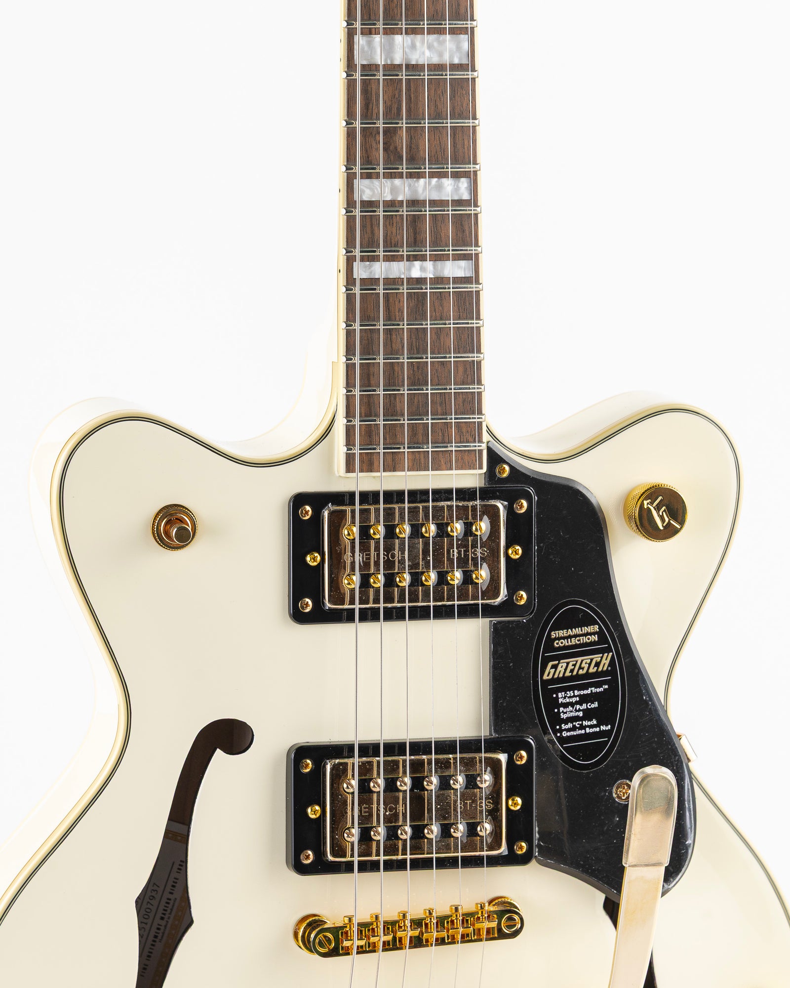 Gretsch G2655TG Streamliner Center Block Jr. Double-Cut with Bigsby Electric Guitar - Vintage White
