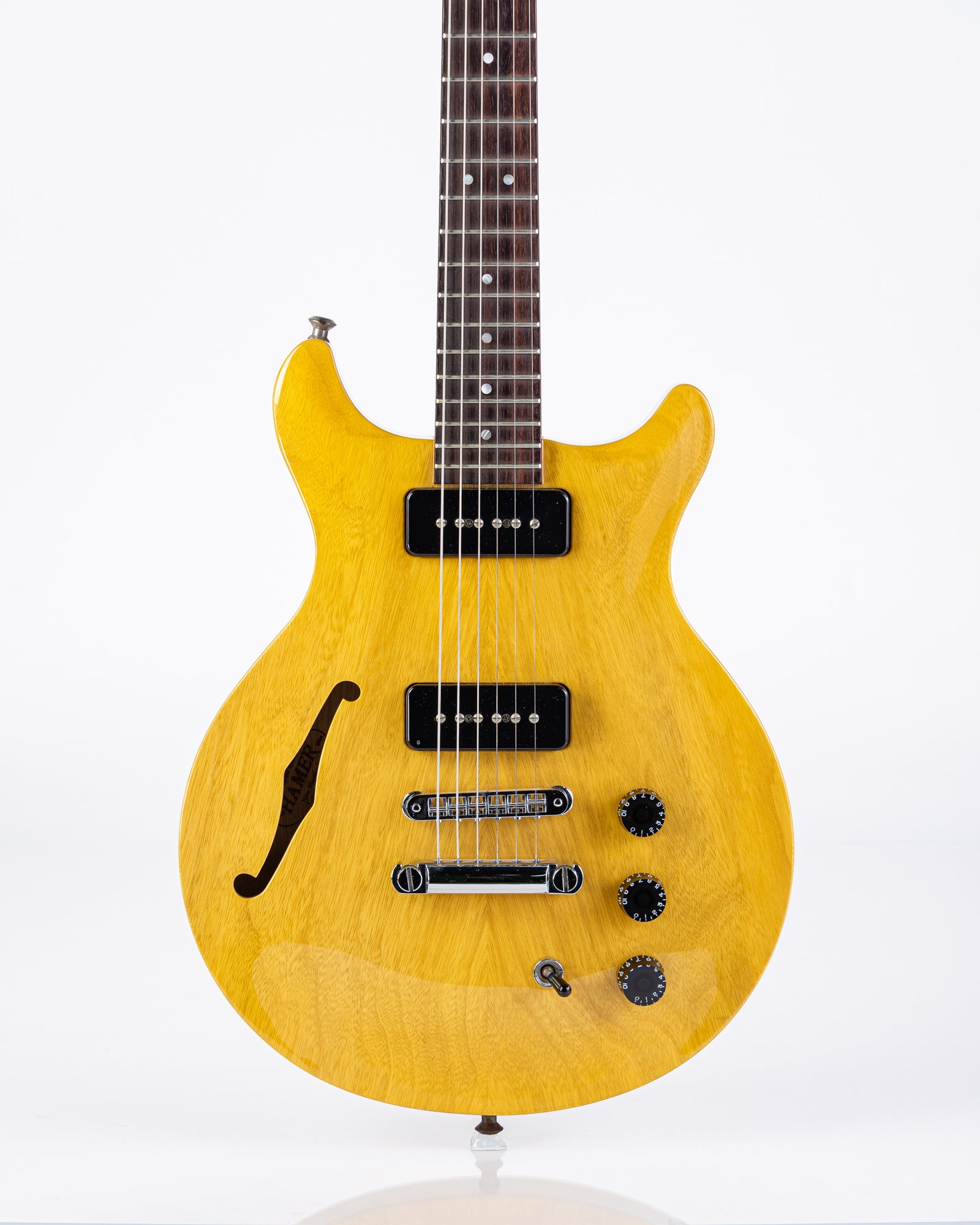 USED Hamer USA Artist Korina Semi-Hollow Double Cut TV Yellow W/OHSC