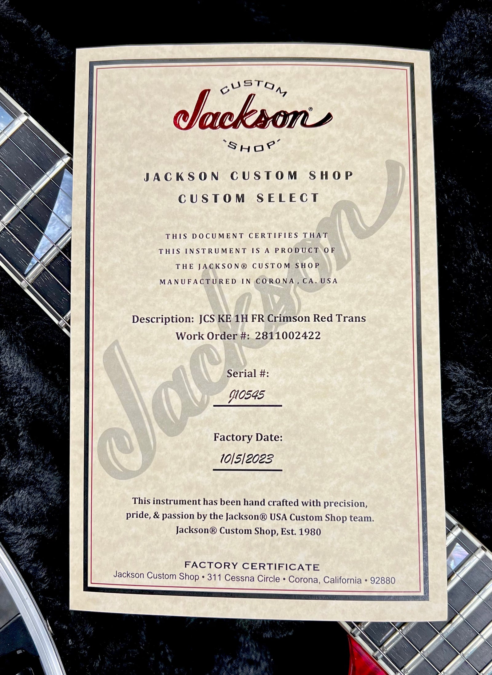 Jackson Custom Shop Kelly 1H FR Crimson Red Transparent