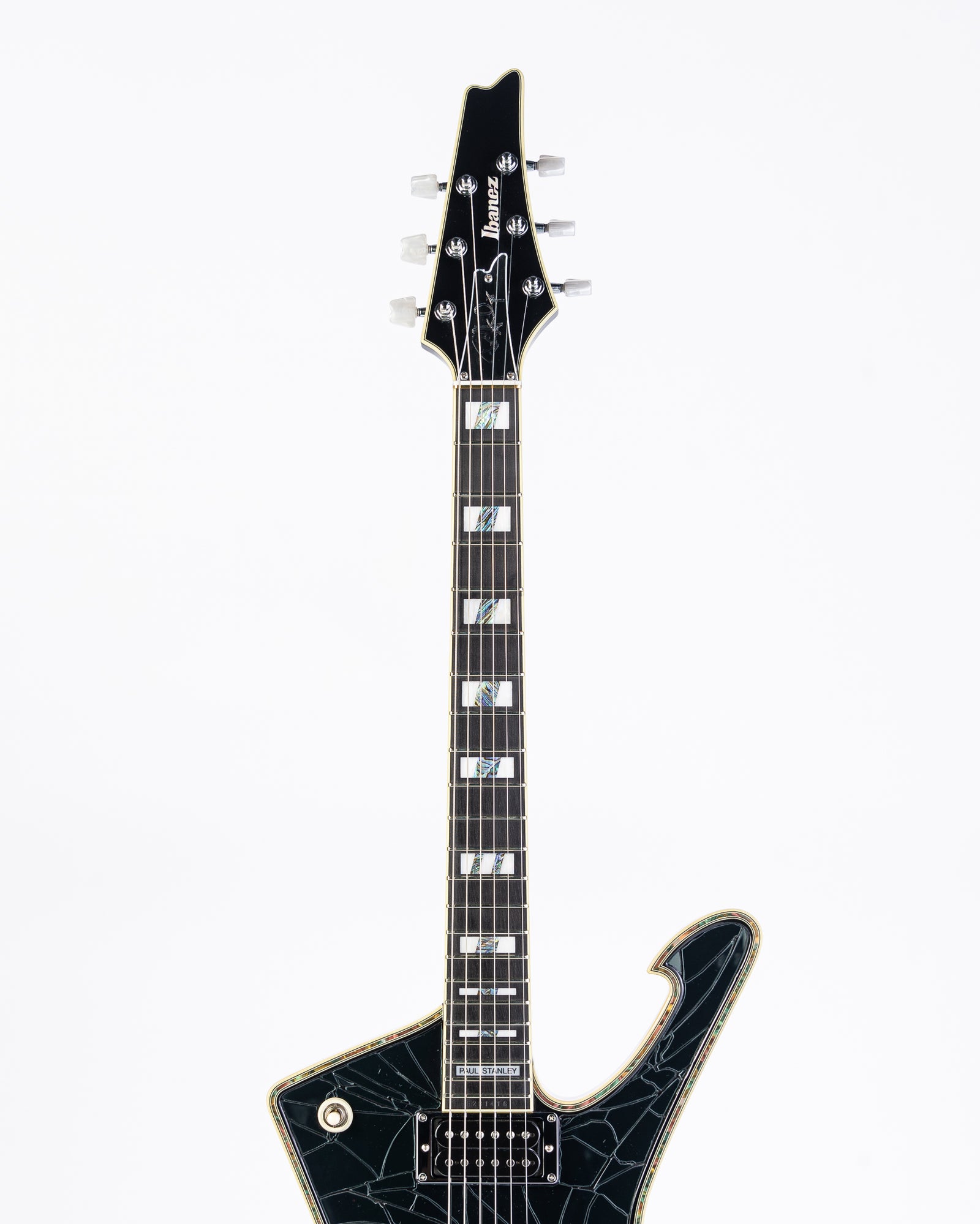 B-STOCK Ibanez Paul Stanley Signature PS3CM Iceman Electric Guitar - Black Cracked Mirror
