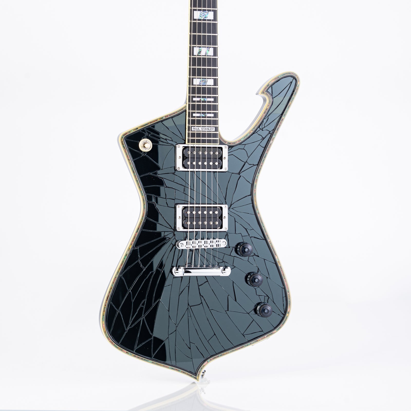 B-STOCK Ibanez Paul Stanley Signature PS3CM Iceman Electric Guitar - Black Cracked Mirror