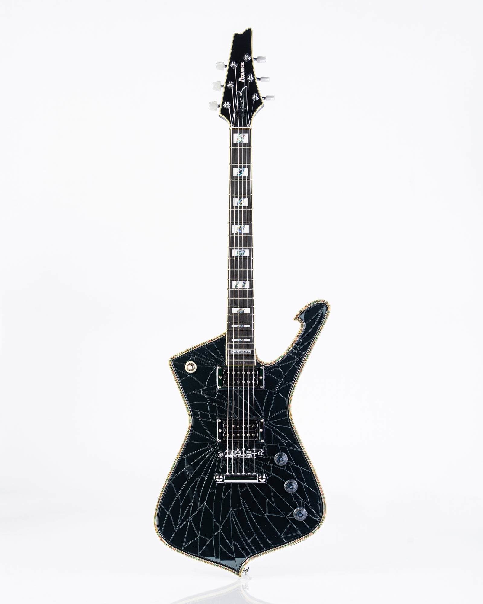 B-STOCK Ibanez Paul Stanley Signature PS3CM Iceman Electric Guitar - Black Cracked Mirror