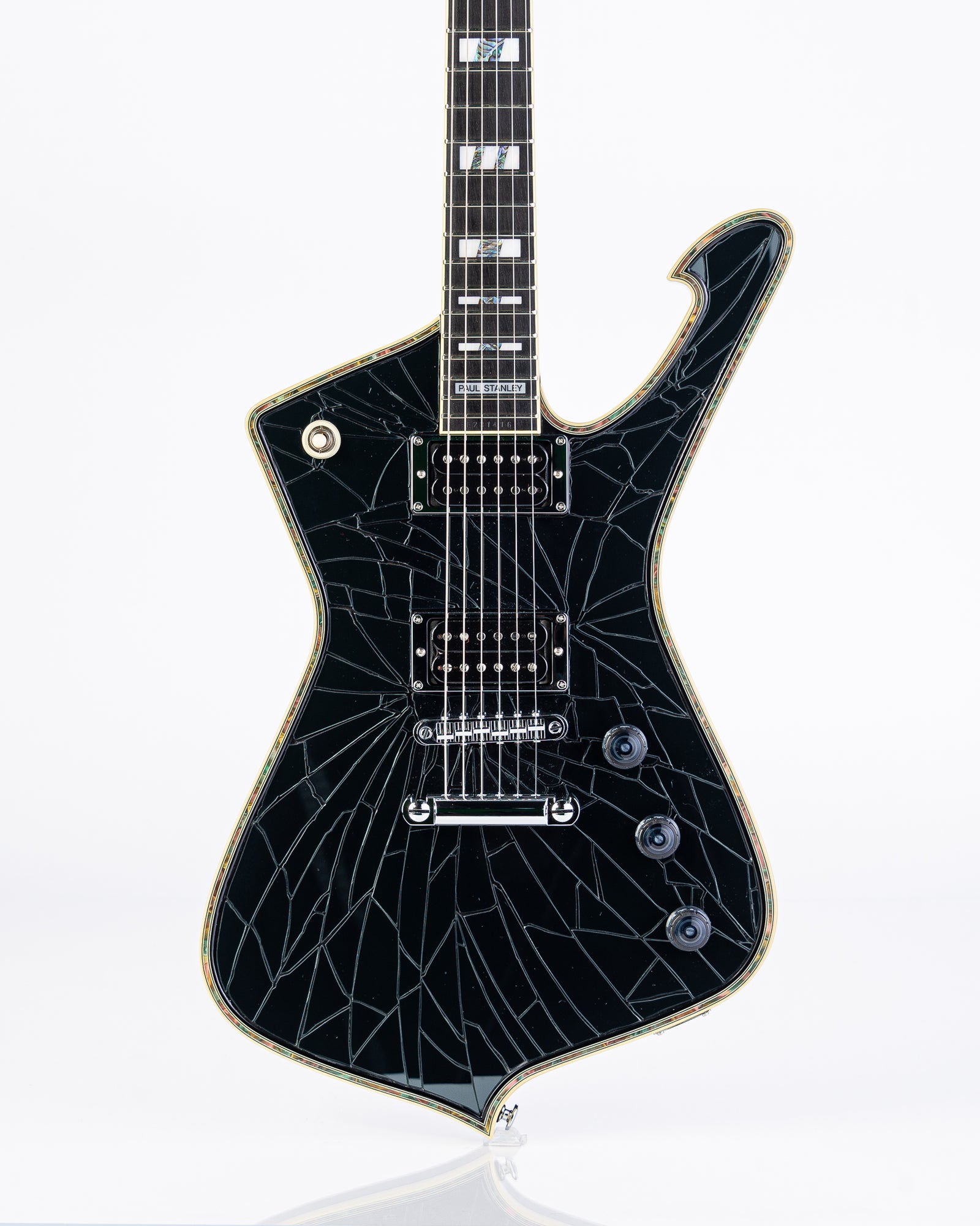 B-STOCK Ibanez Paul Stanley Signature PS3CM Iceman Electric Guitar - Black Cracked Mirror