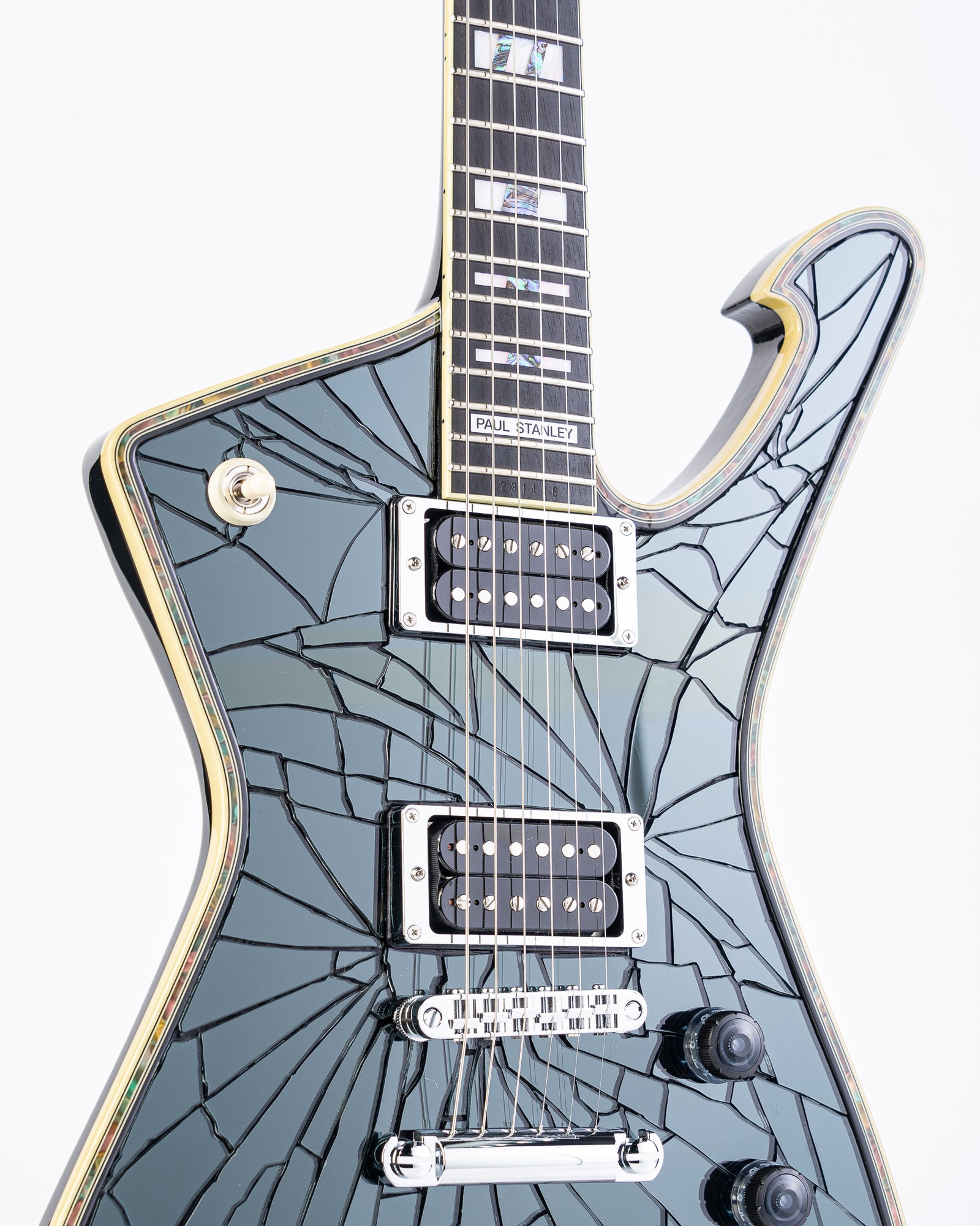 B-STOCK Ibanez Paul Stanley Signature PS3CM Iceman Electric Guitar - Black Cracked Mirror