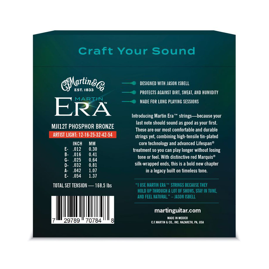 Martin MJI12T Martin Era™ Jason Isbell Signature Treated Phosphor Bronze Artist Light Acoustic Guitar Strings (12-54)