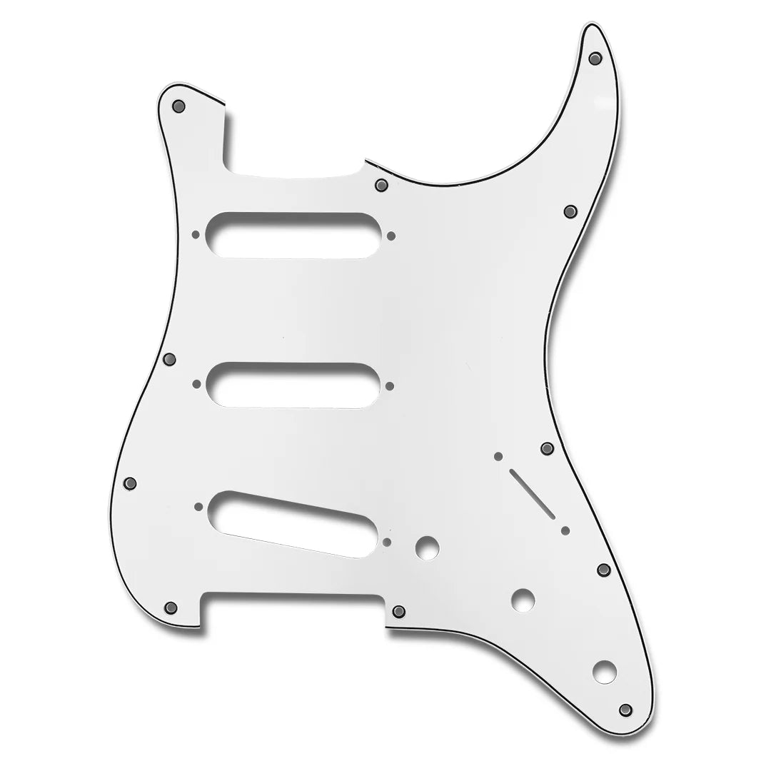 Allparts PR-3850-035 PRiMO Pickguard for Stratocaster, S-S-S Pickup Configuration - White 3-Ply (W/B/W)