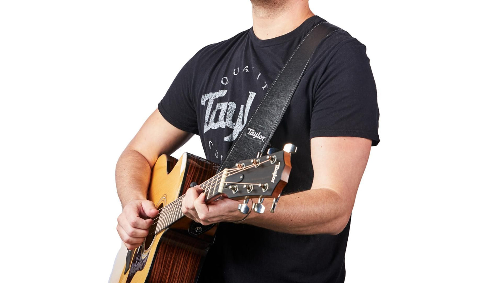 Taylor Black Leather Suede Back 2.5" Black Leather Silver Logo