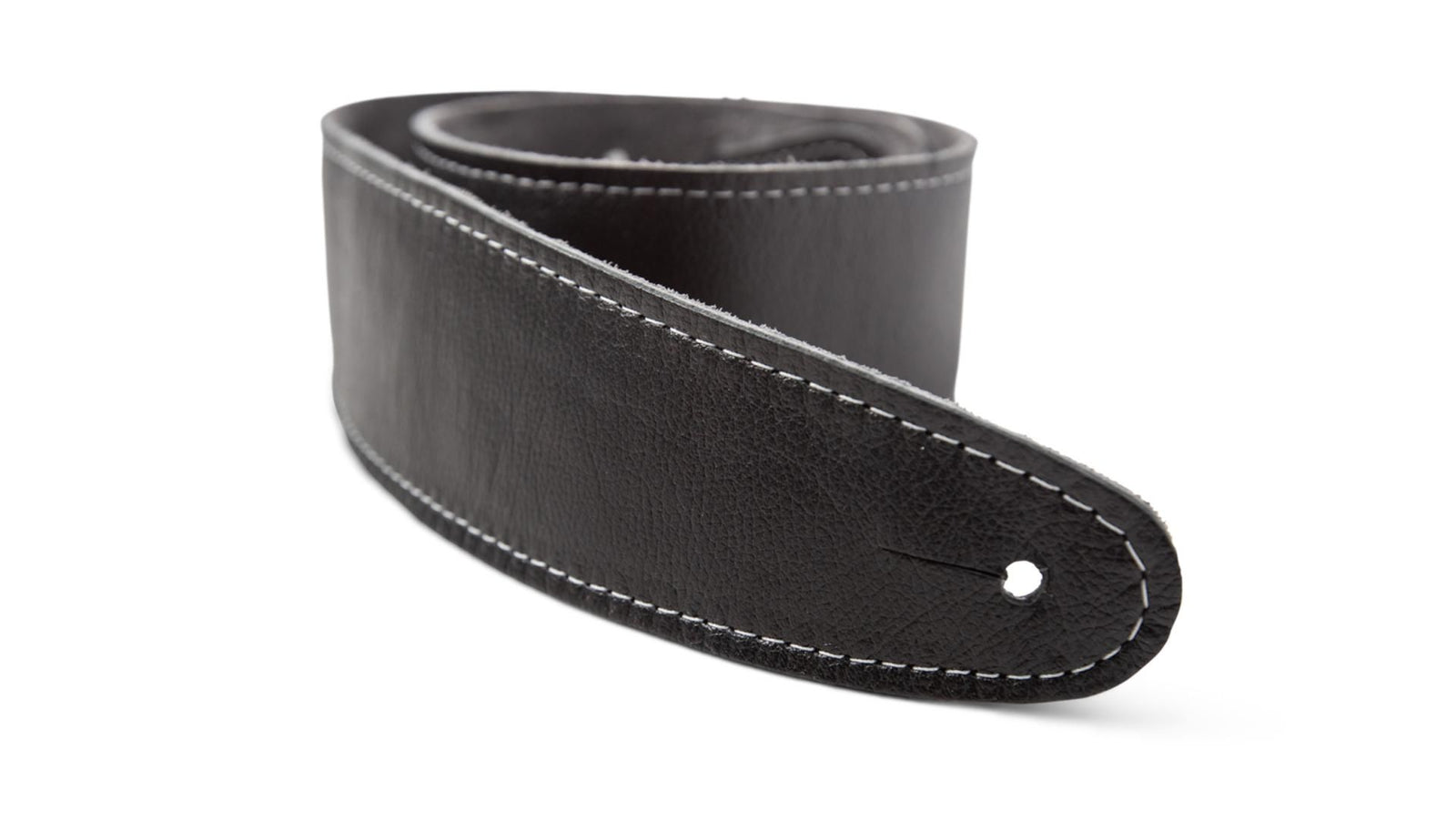 Taylor 2.5" Black Leather Guitar Strap - Black Suede Back with Silver Logo
