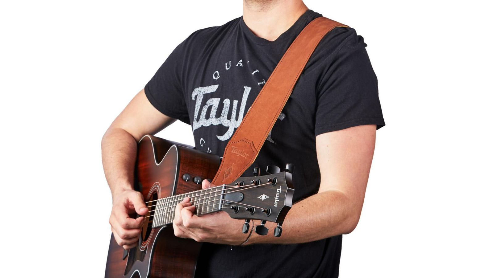 Taylor Gemstone 2.5" Sanded Leather Guitar Strap - Medium Brown