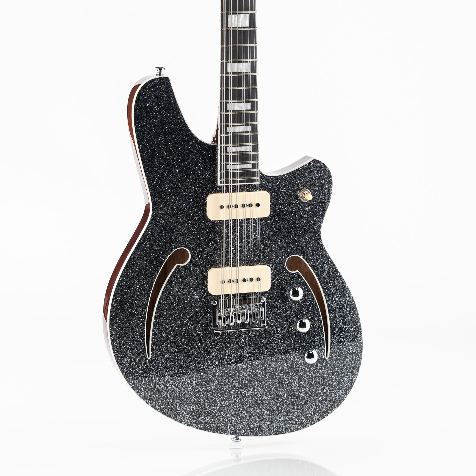 Reverend Bolt-On Series Airwave 12 Semi-Hollow Electric Guitar - Black Sparkle