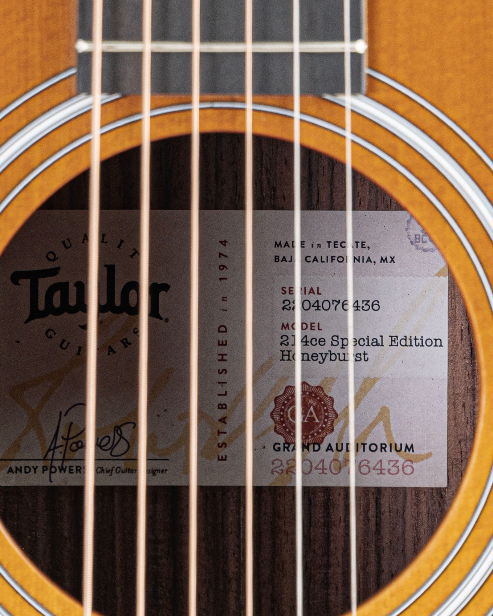 Taylor 214ce Special Edition Grand Auditorium Acoustic Electric Guitar - Honeyburst