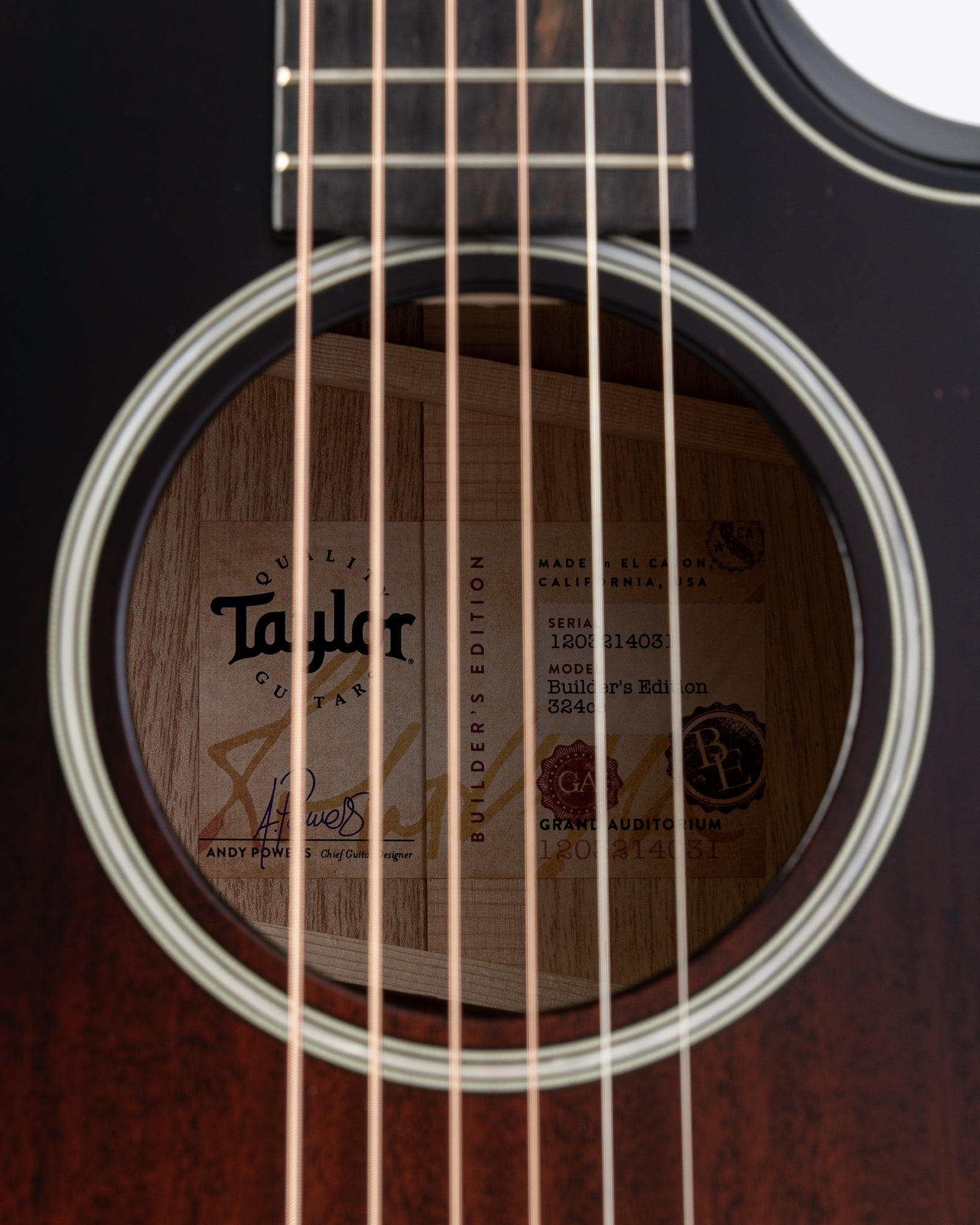 Taylor Builder's Edition 324CE Acoustic Electric Guitar- Shaded Edgeburst W/Case