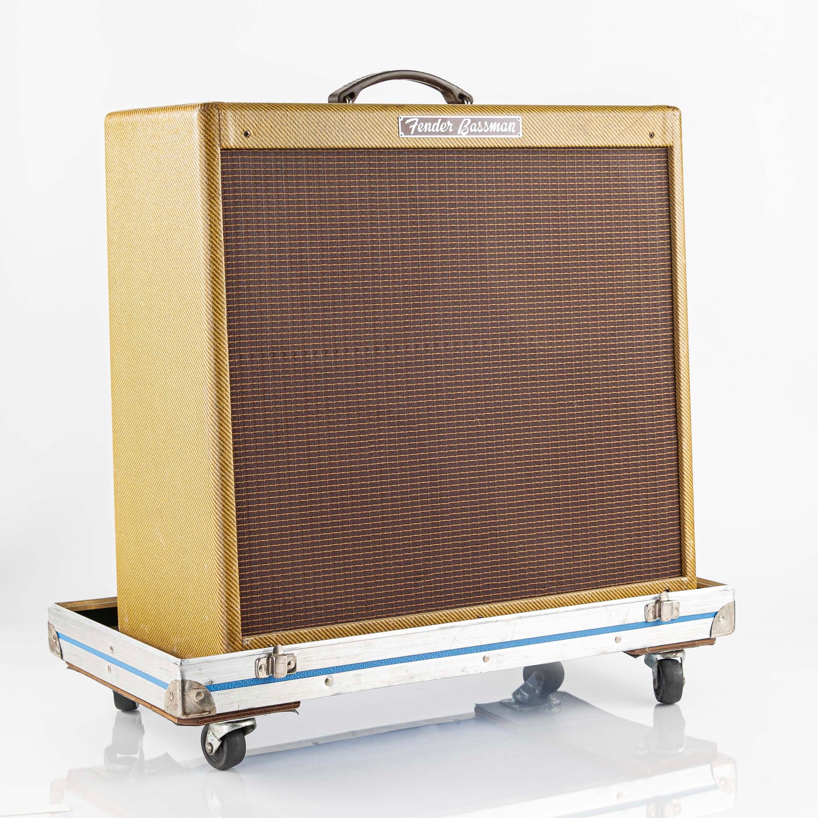 USED 1990 Fender '59 Bassman Reissue 5F6-A 45 Watt 4x10 Guitar Combo Amplifier with Flight Case and Cover