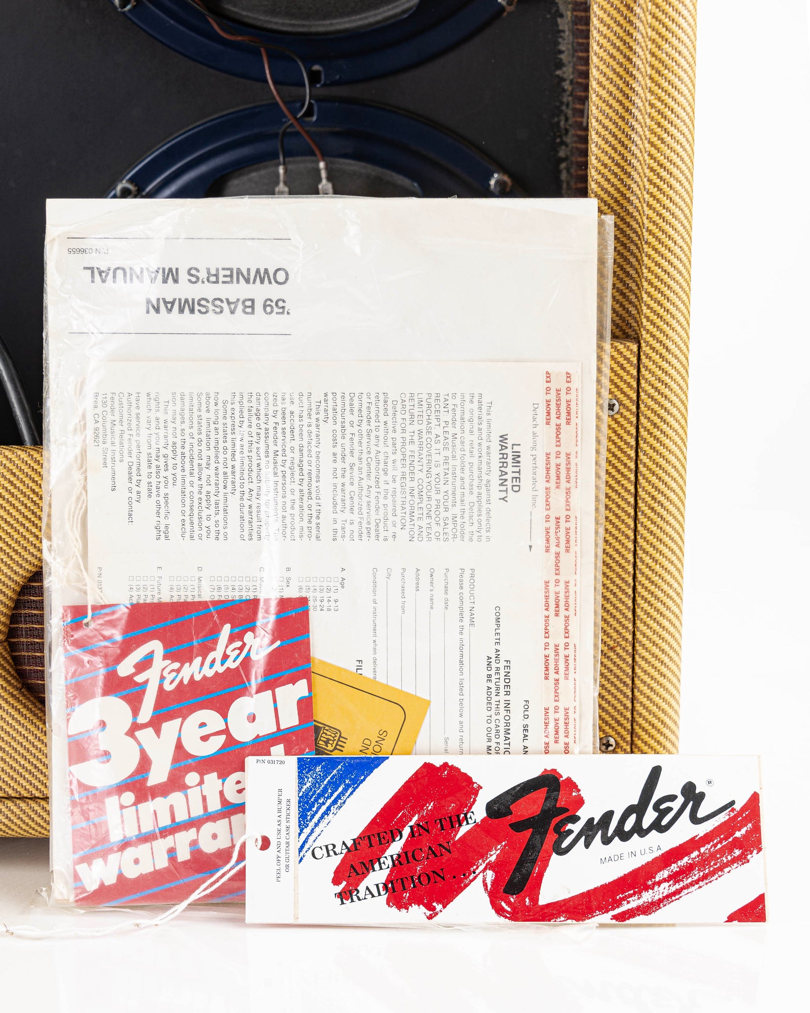 USED 1990 Fender '59 Bassman Reissue 5F6-A 45 Watt 4x10 Guitar Combo Amplifier with Flight Case and Cover