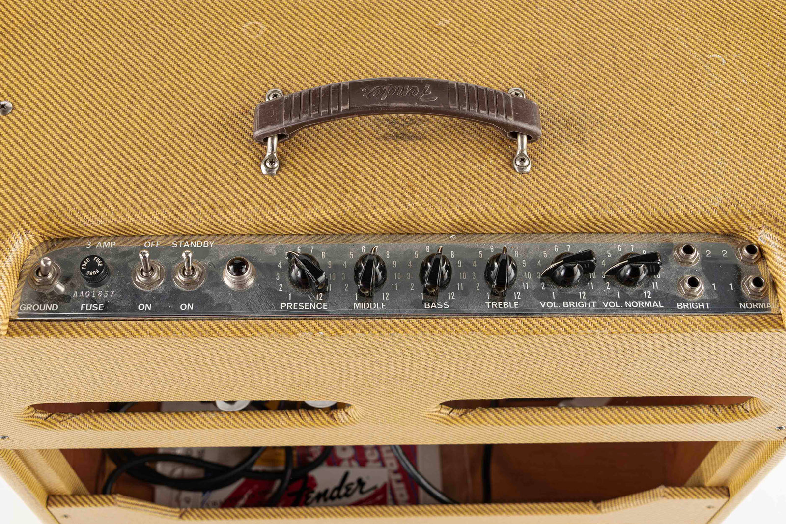 USED 1990 Fender '59 Bassman Reissue 5F6-A 45 Watt 4x10 Guitar Combo Amplifier with Flight Case and Cover