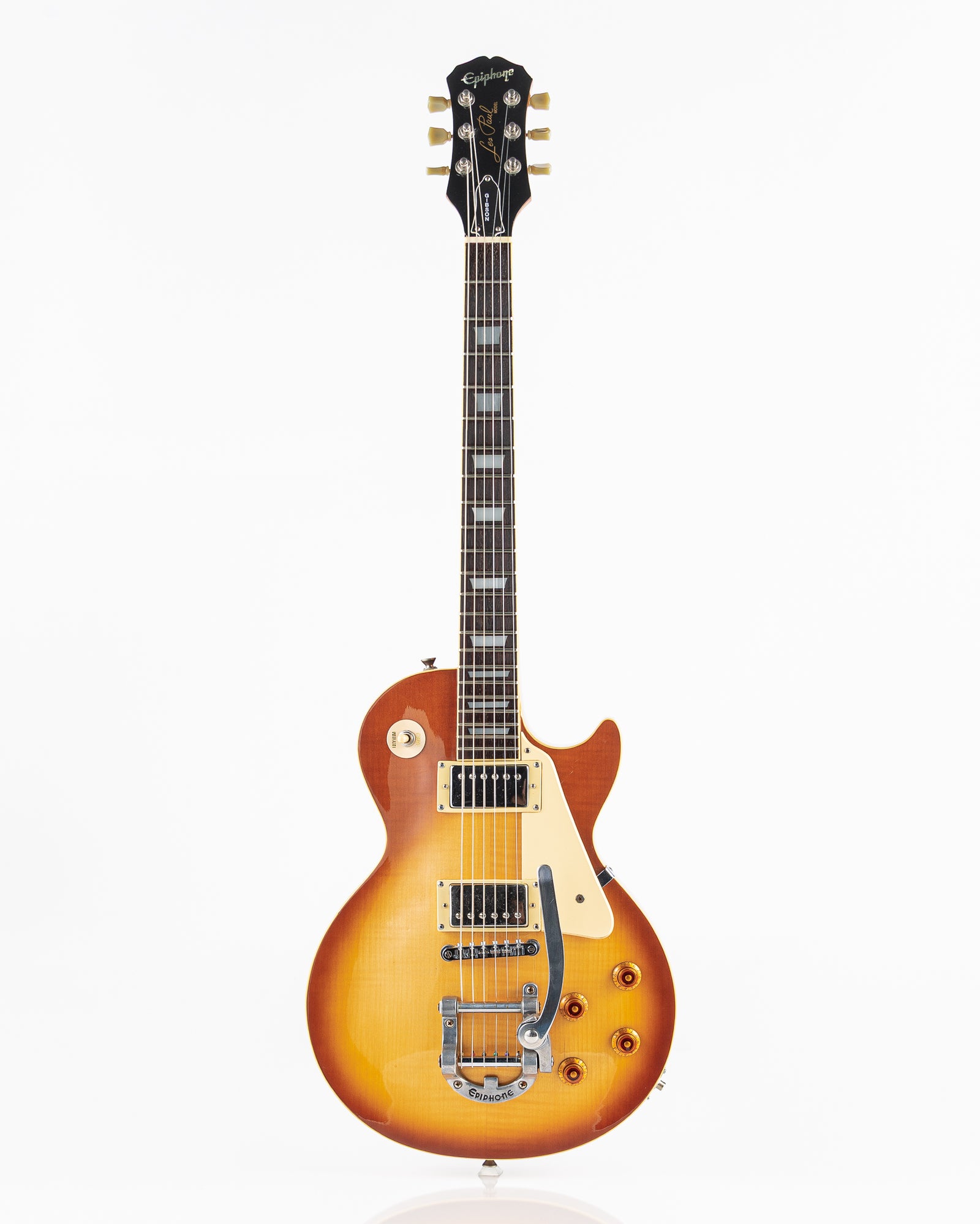 USED 1997 MIK Epiphone Les Paul Standard Limited Edition with Vibrato Electric Guitar - Amber Burst