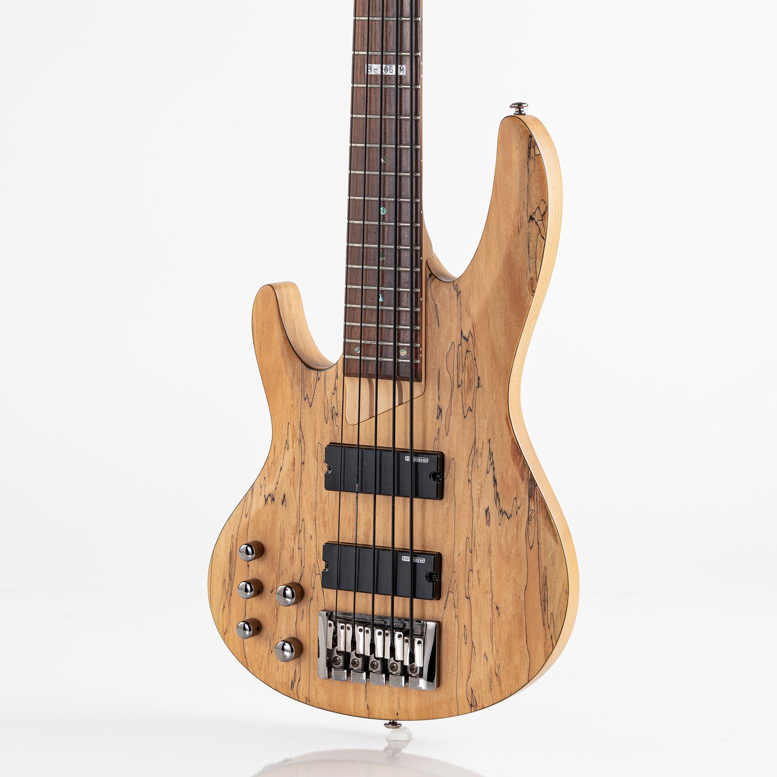 USED ESP LTD B-205SM Left Handed 5 String Electric Bass - Natural Spalted Maple