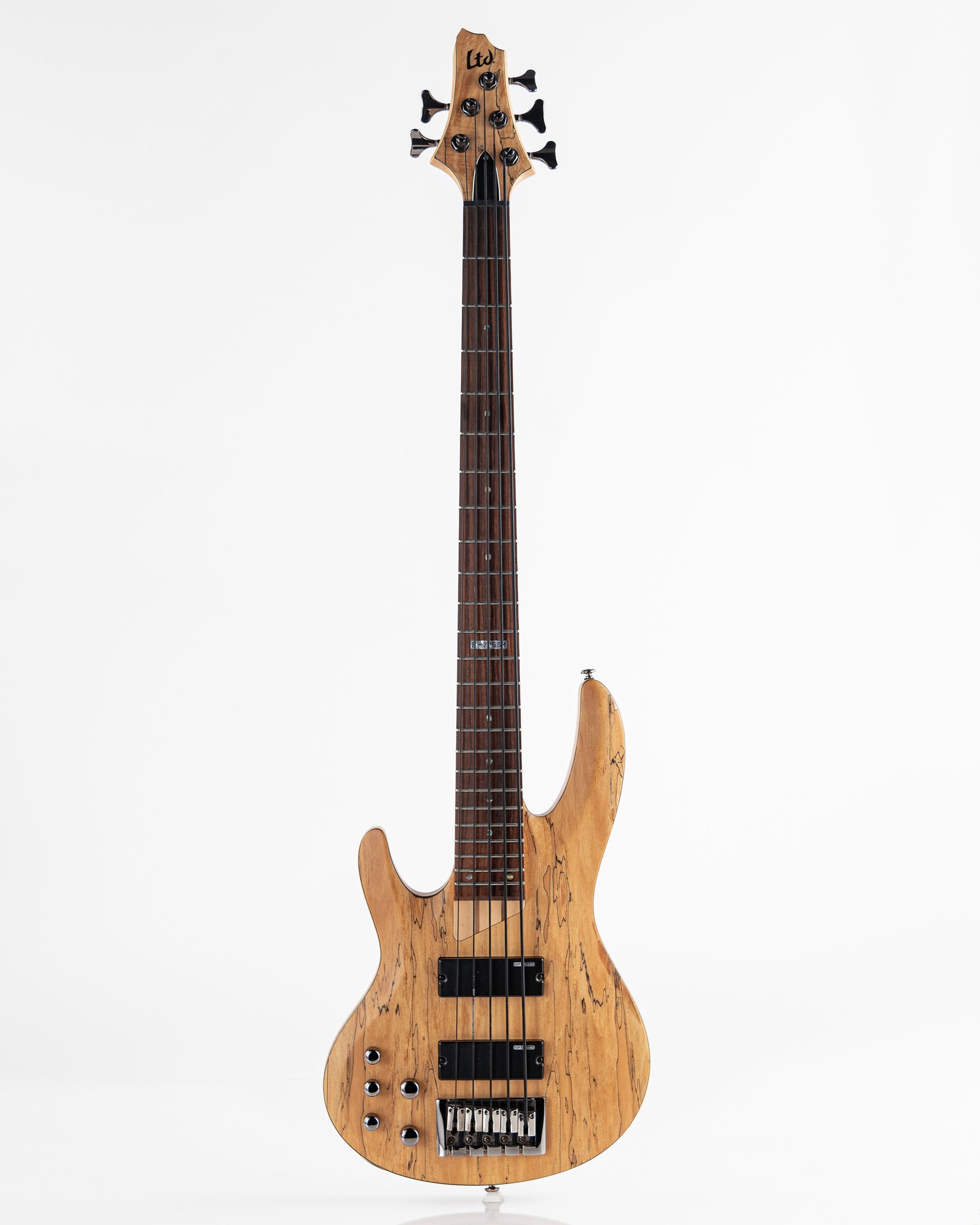 USED ESP LTD B-205SM Left Handed 5 String Electric Bass - Natural Spalted Maple