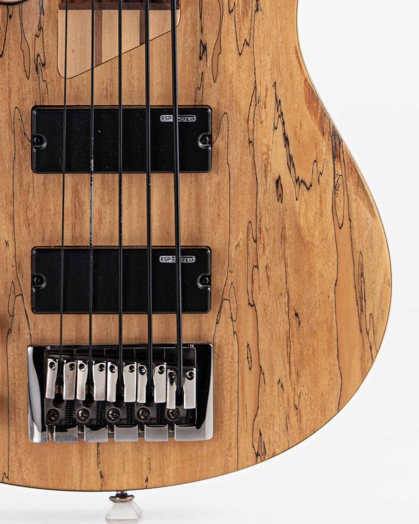 USED ESP LTD B-205SM Left Handed 5 String Electric Bass - Natural Spalted Maple