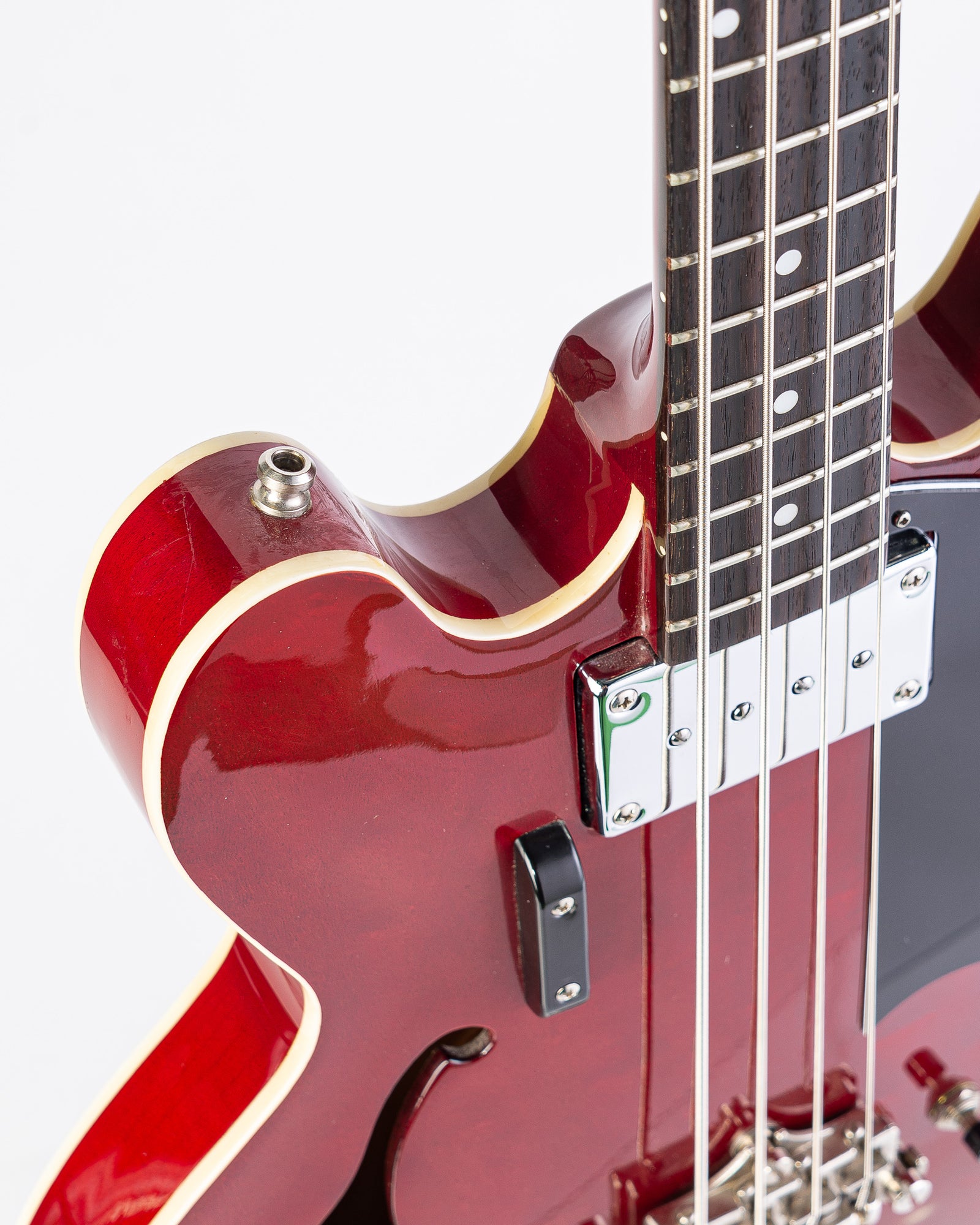 USED Epiphone Rivoli Reissue Semi-Hollow Electric Bass 1996- Transparent Cherry Red with HSC