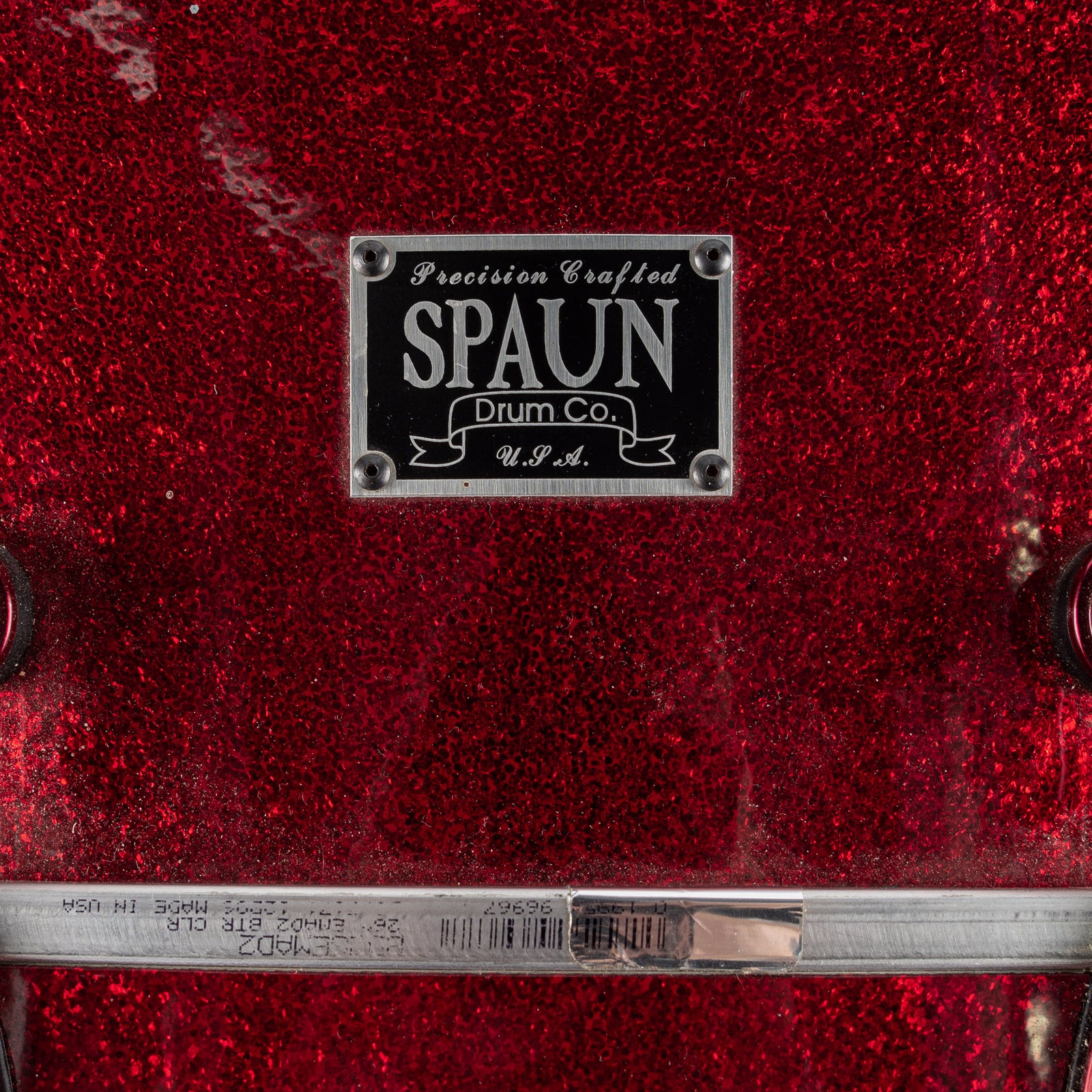 USED Spaun 26" x 20" Bass Drum- Red, Silver, and Blue Metallic Sparkle