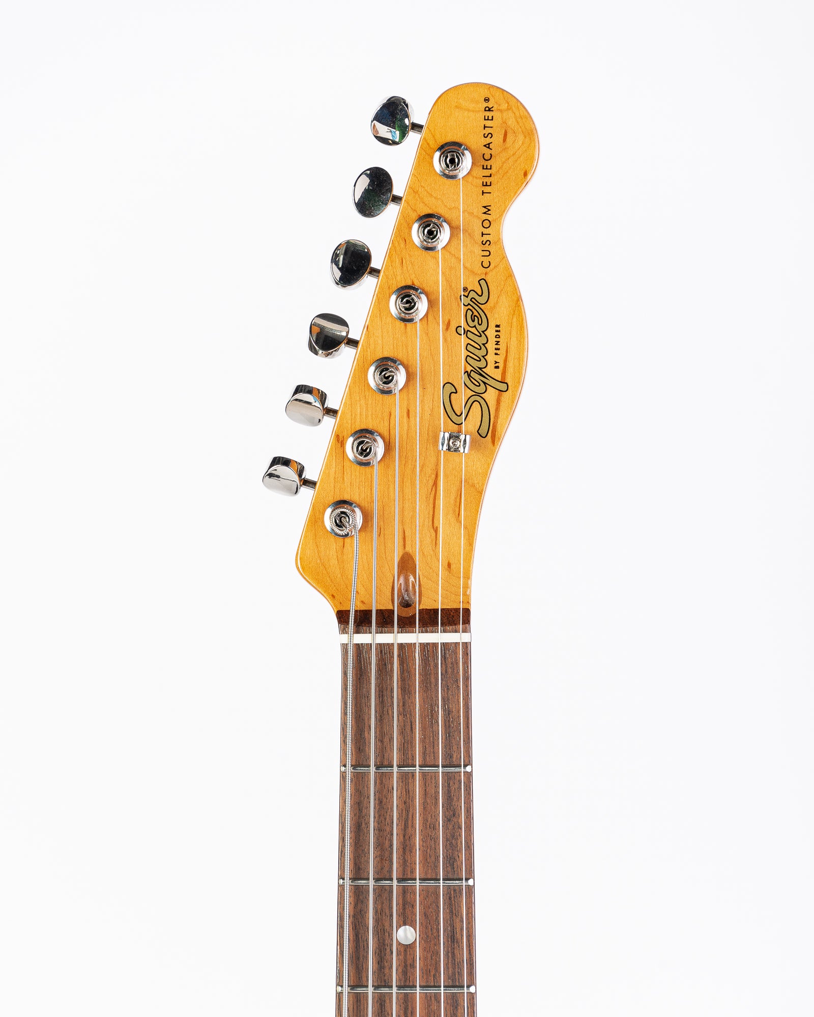USED Squier Classic Vibe Baritone Custom Telecaster Electric Guitar- Black with Gold Sparkle Pickguard