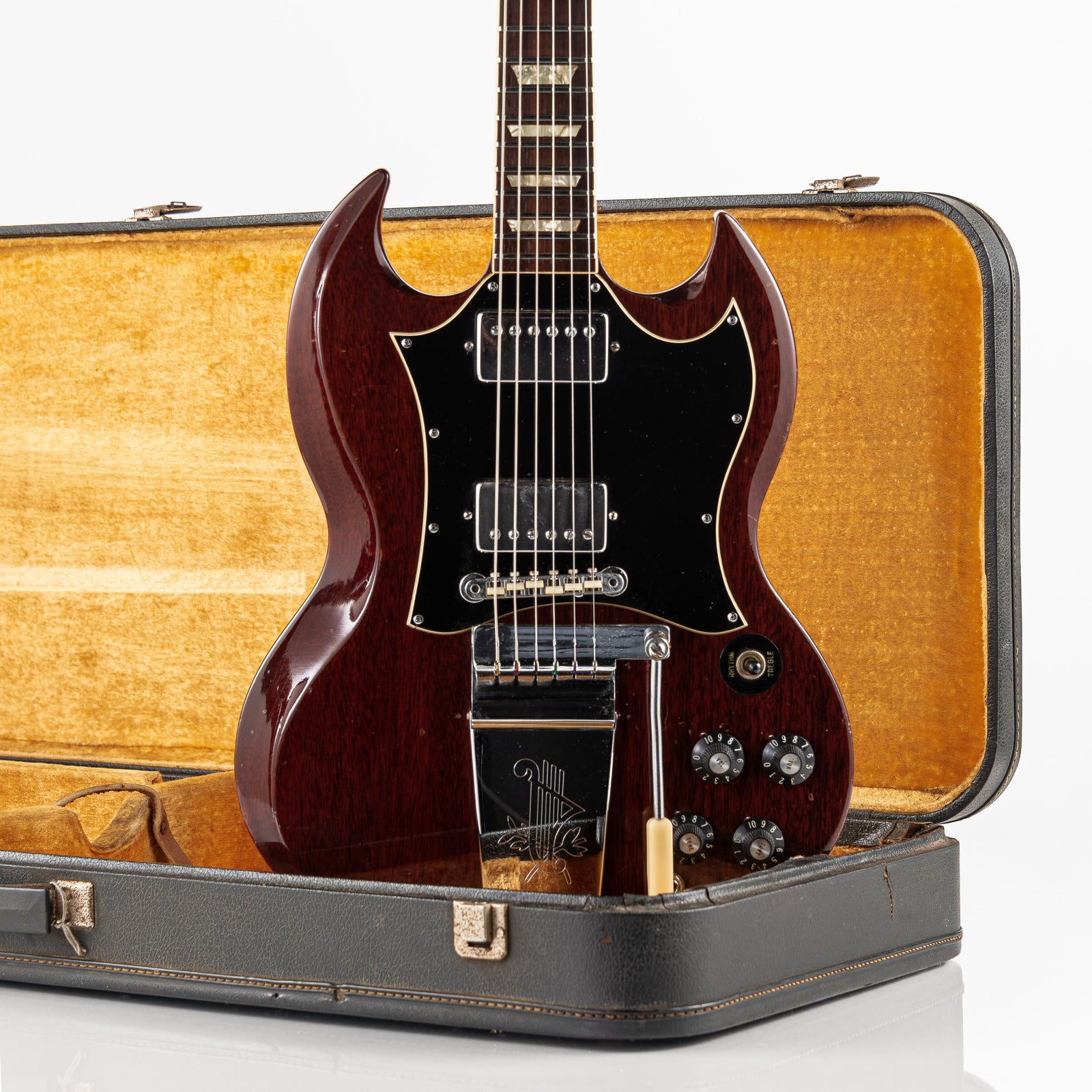 USED 1970 Gibson SG Standard "Large Guard" Electric Guitar - Cherry with Maestro Vibrola