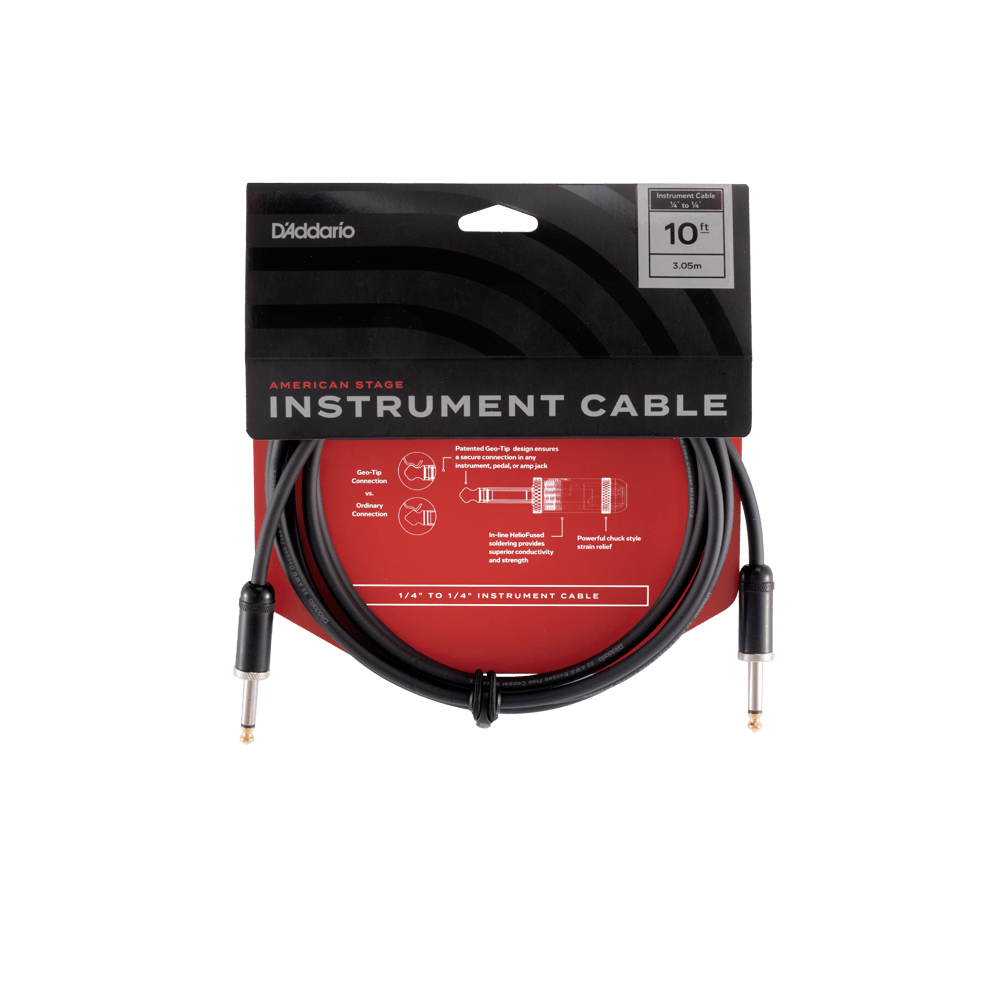 D'Addario PW-AMSG-10 American Stage Instrument Cable Straight to Straight - 10ft