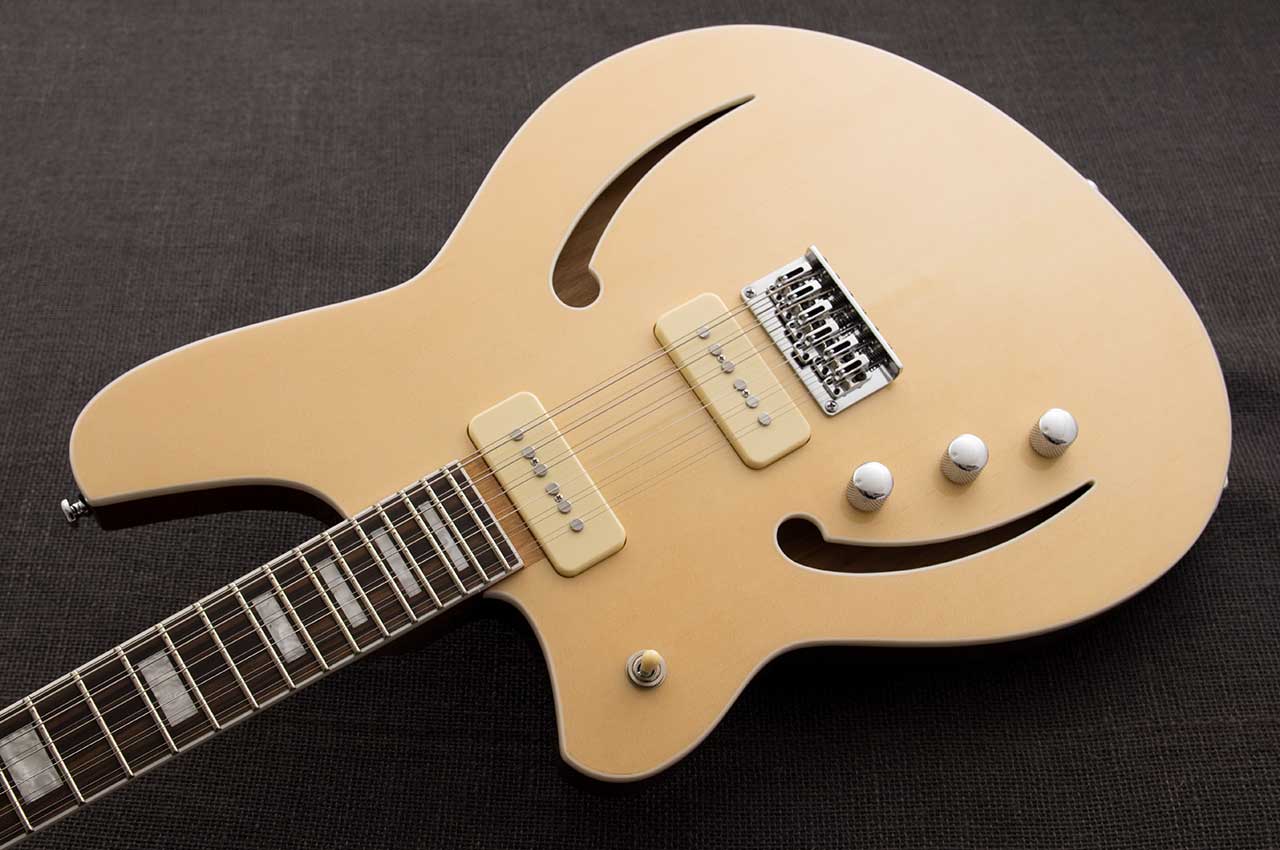 Reverend Set Neck Series Airwave 12 Semi-Hollow Left Handed Electric Guitar - Natural