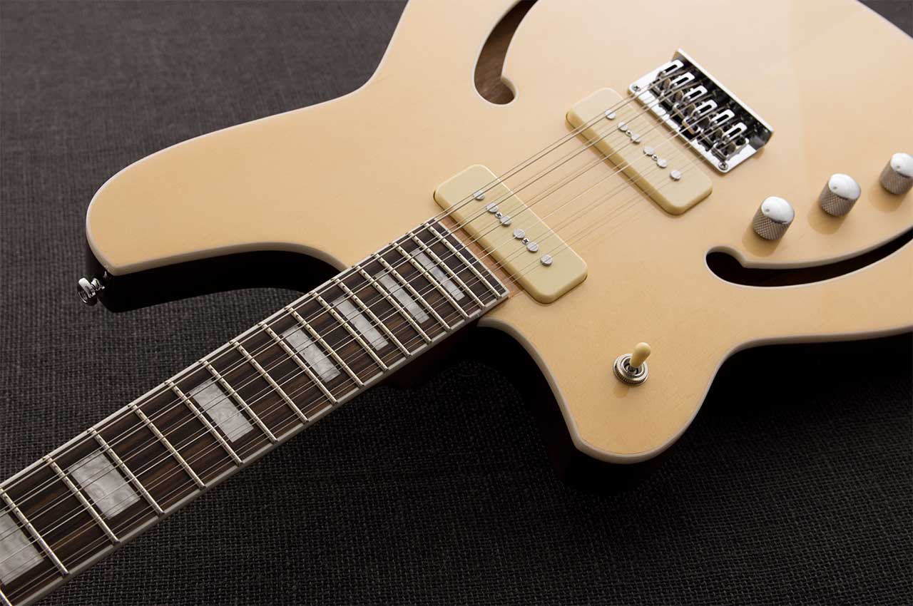Reverend Set Neck Series Airwave 12 Semi-Hollow Left Handed Electric Guitar - Natural