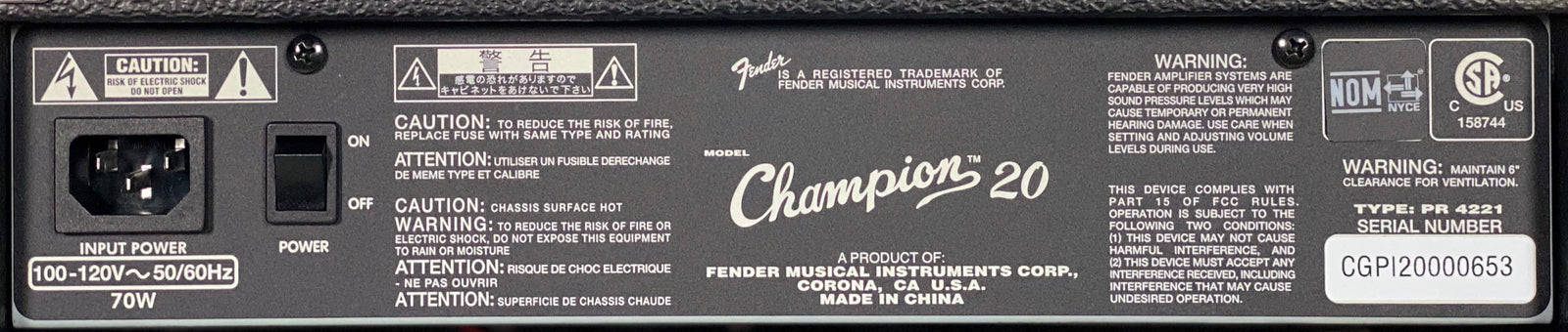 Fender Champion 20 20-Watt 1x8" Guitar Practice Amp