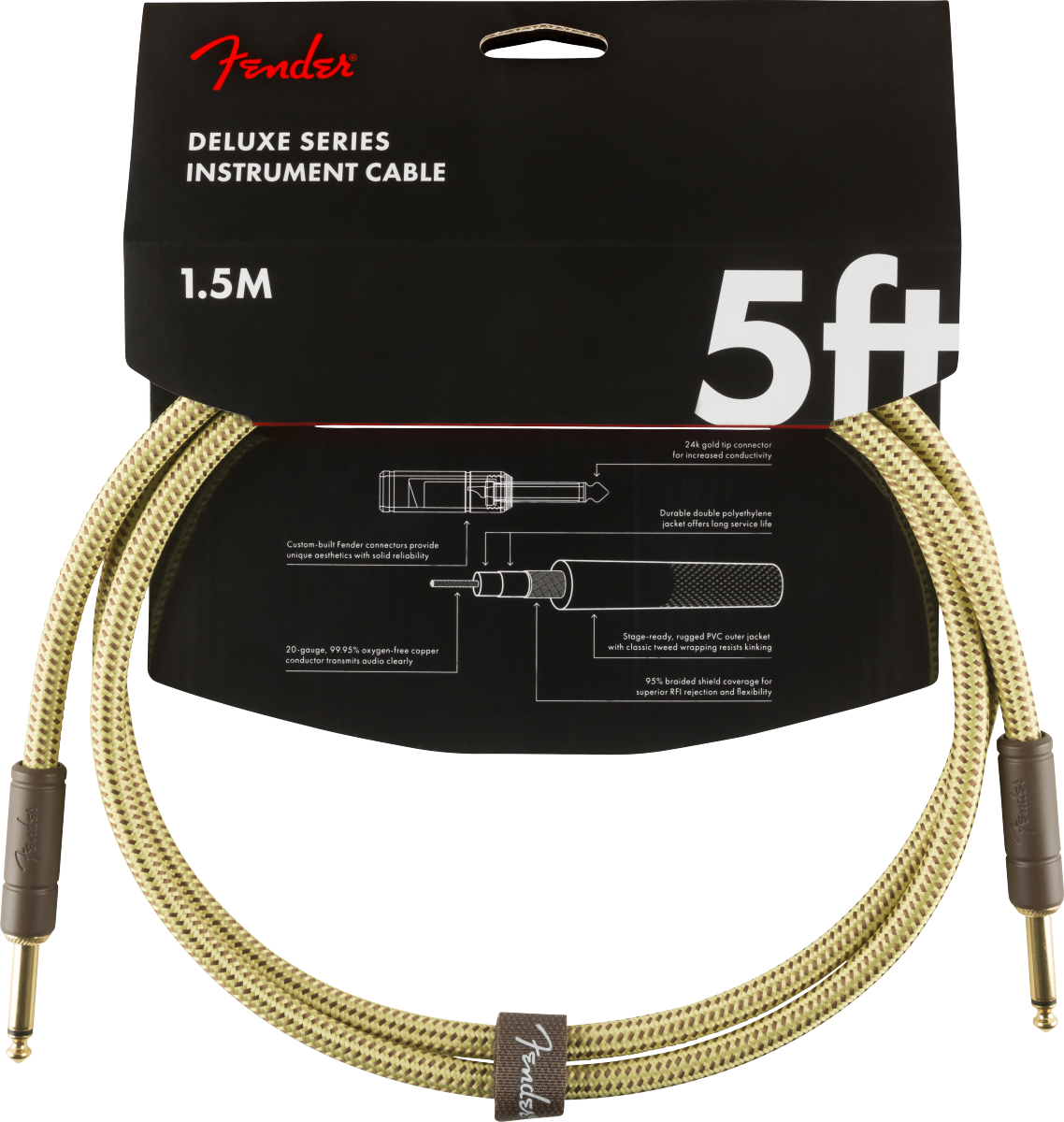 Fender Deluxe Series Instrument Cable Straight/Straight - 5' Tweed