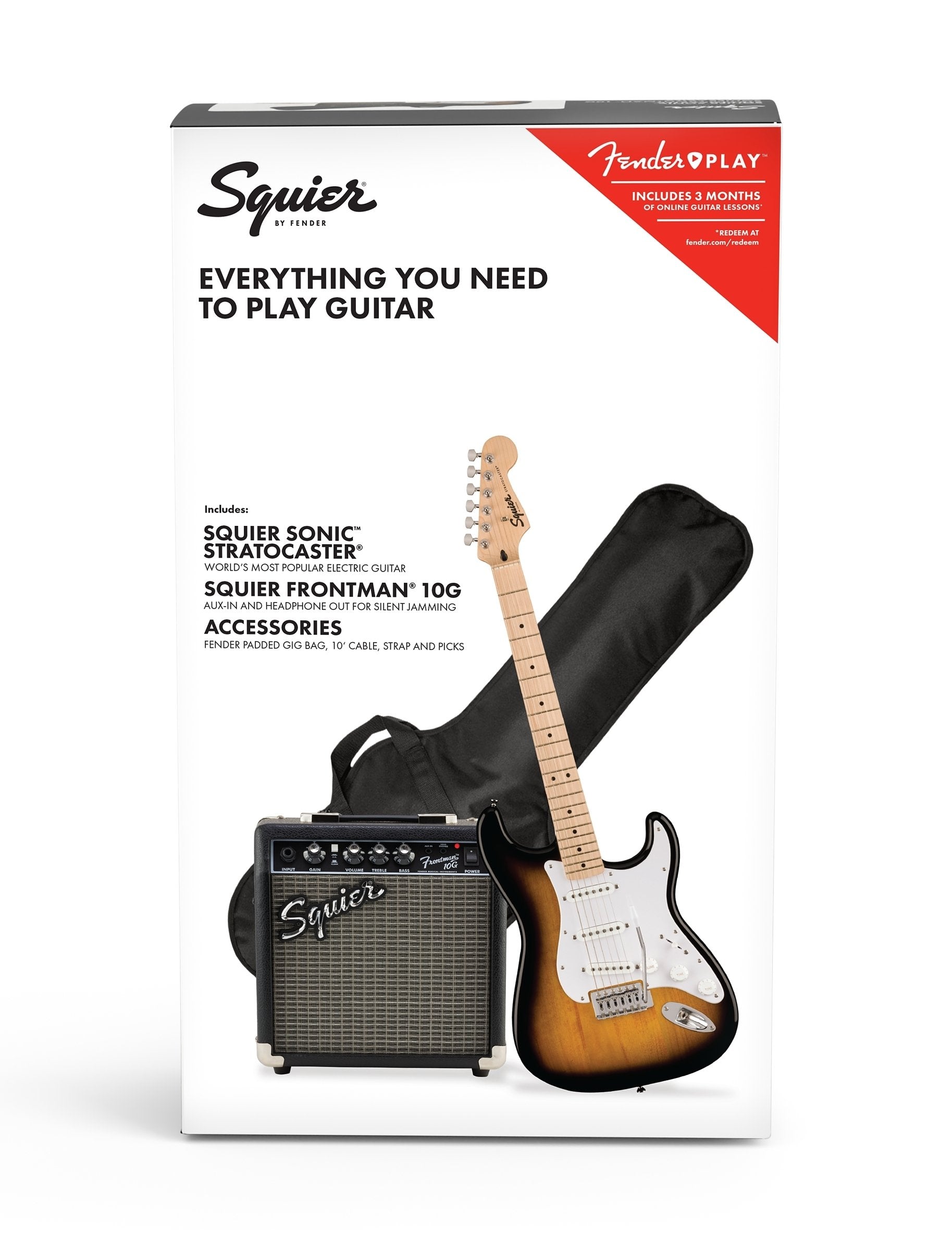 Squier Sonic Stratocaster Electric Guitar Pack - 2 Color Sunburst