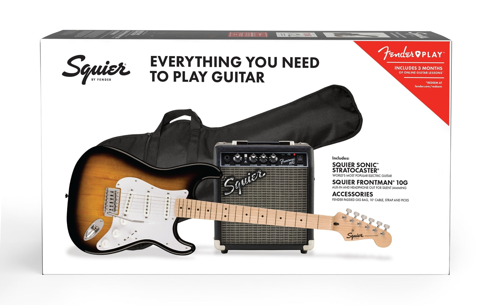 Squier Sonic Stratocaster Electric Guitar Pack - 2 Color Sunburst