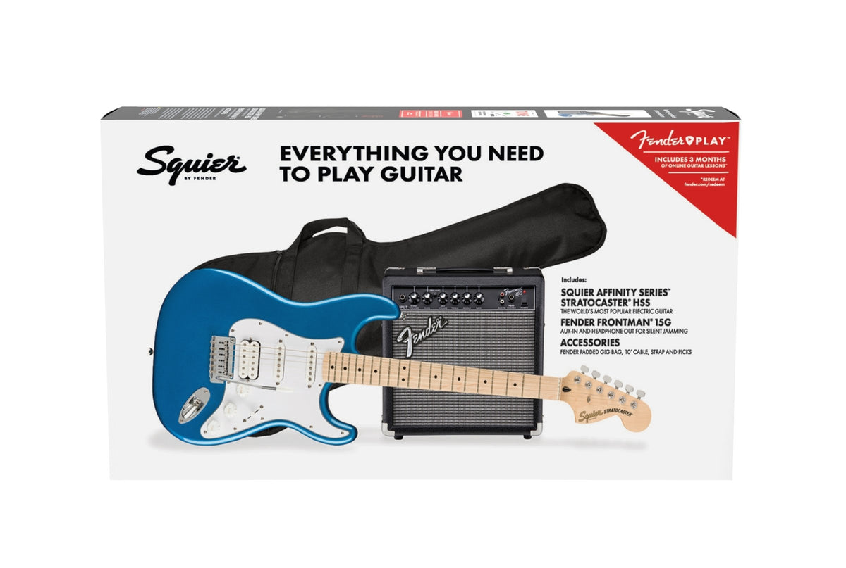 Squier Affinity Stratocaster HSS Electric Guitar Pack - Lake Placid Blue