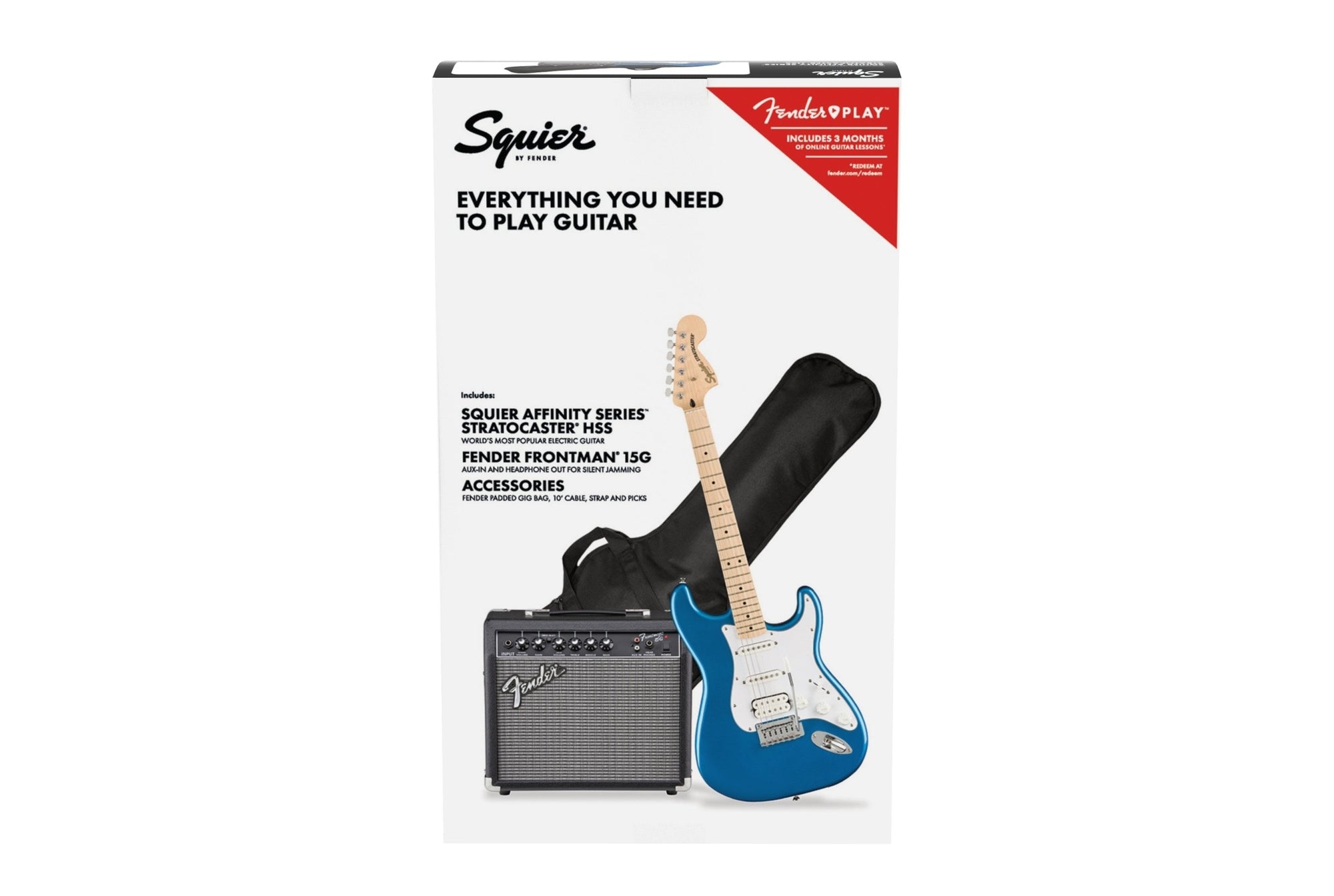 Squier Affinity Stratocaster HSS Electric Guitar Pack - Lake Placid Blue