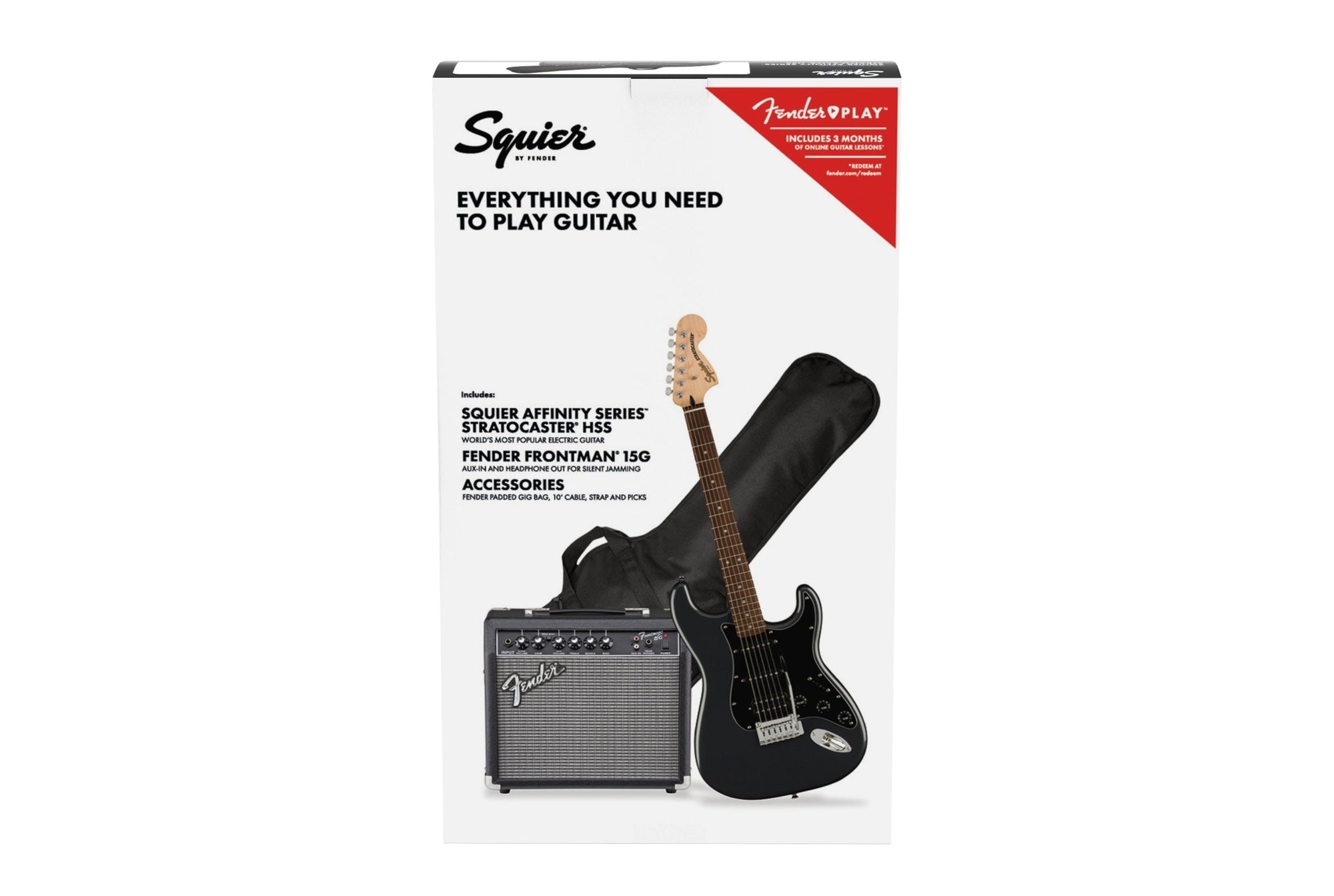 Squier Affinity Stratocaster HSS Electric Guitar Pack-  Charcoal Frost Metallic