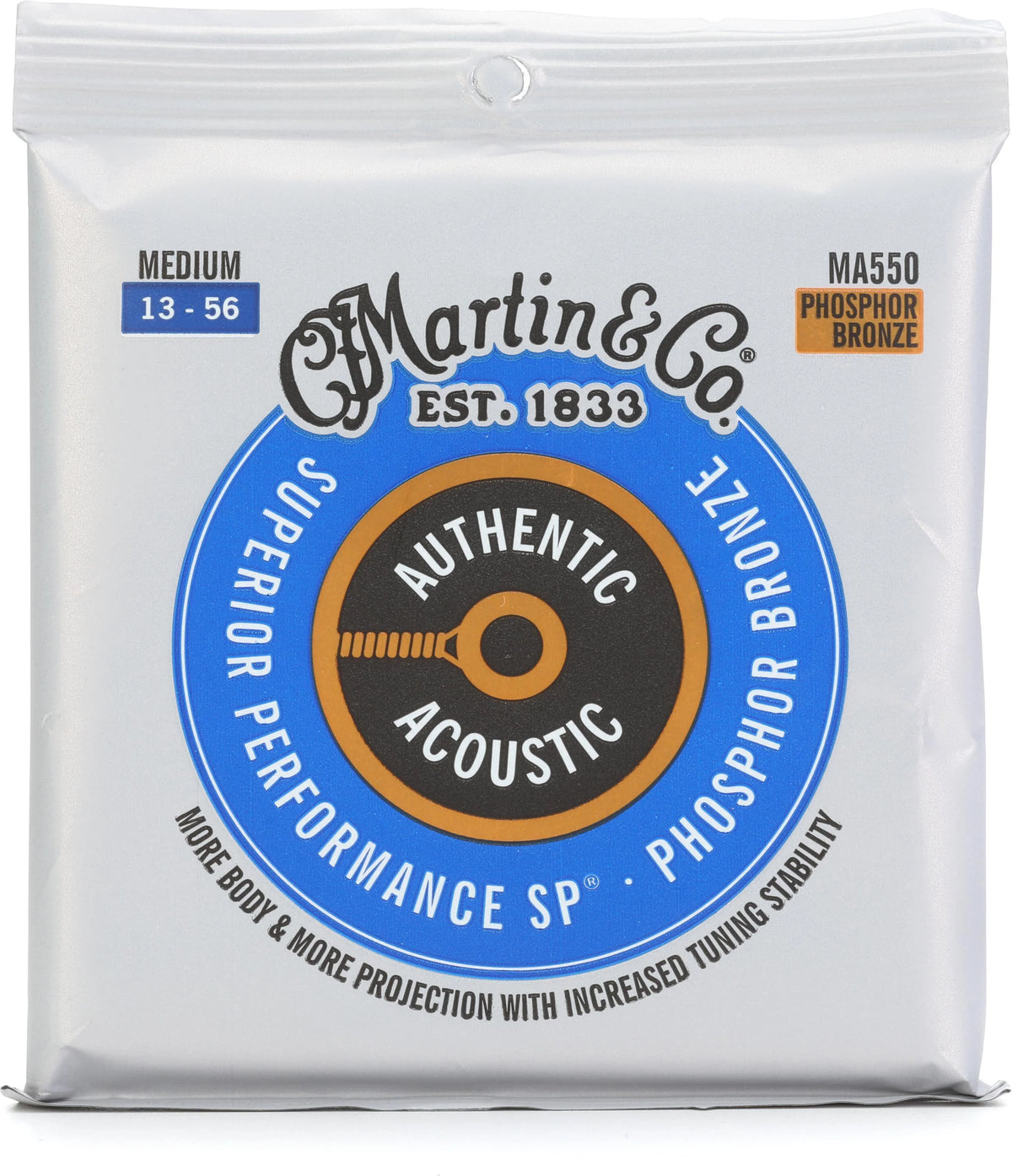 Martin MA550 Authentic Acoustic SP® Phosphor Bronze Medium Acoustic Guitar Strings (13-56)