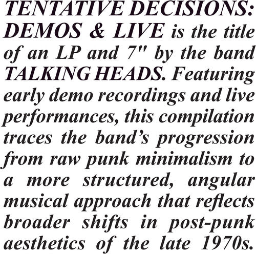 Talking Heads - Tentative Decisions: Demos &amp; Live (BFRSD25)