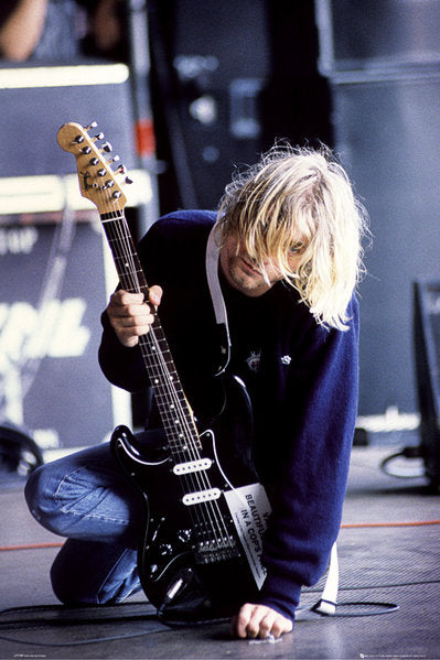 NIRVANA Kurt Cobain On Knee - 24&quot;x36&quot; Poster