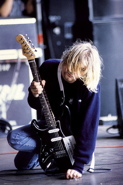 NIRVANA Kurt Cobain On Knee - 24"x36" Poster