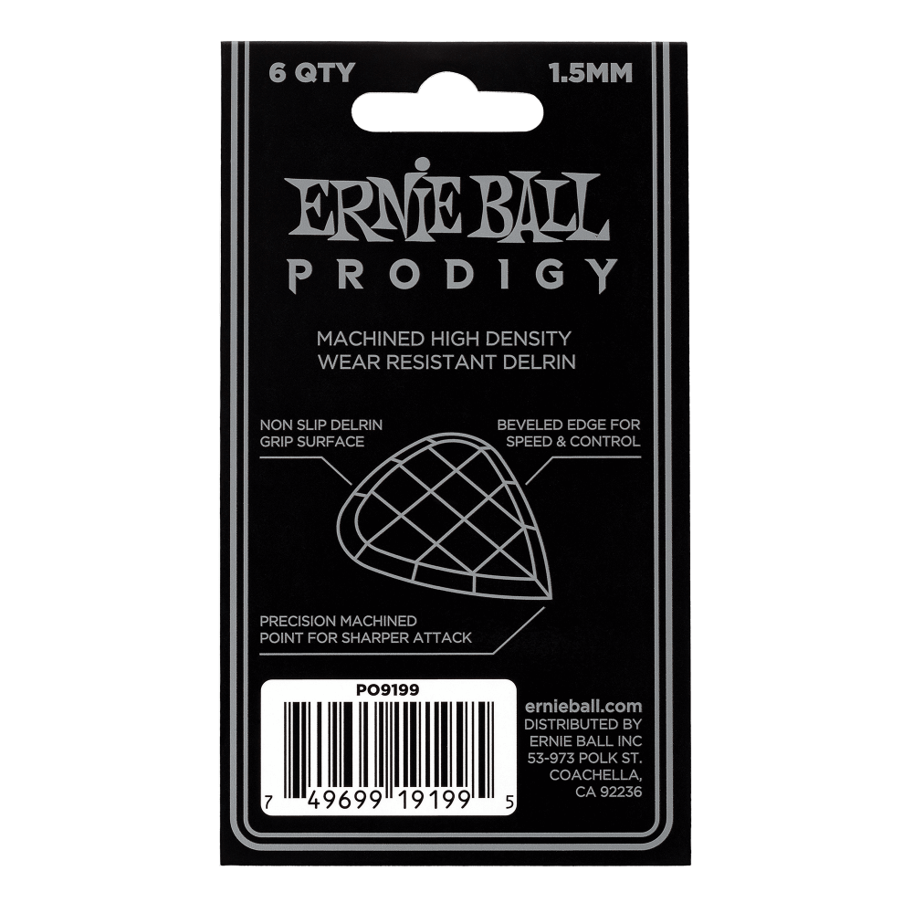Ernie Ball P09199 Prodigy Guitar Picks - Standard 1.5MM (6 Pack) - Black