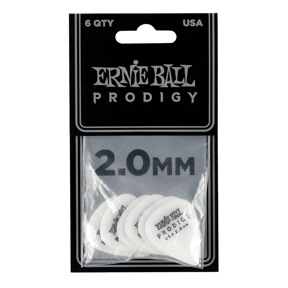 Ernie Ball P09202 Prodigy Guitar Picks - Standard 2.0MM (6 Pack) - White